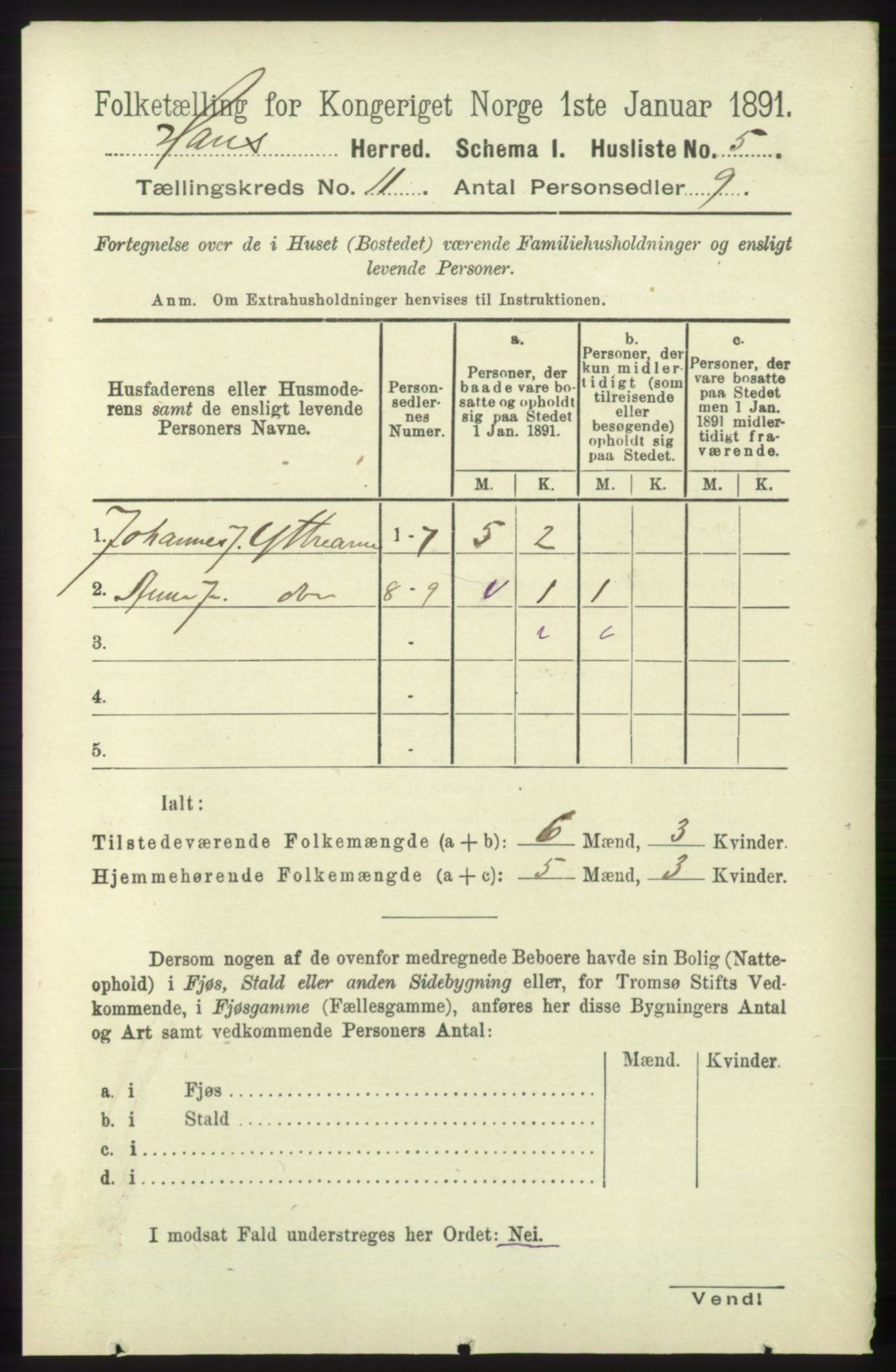 RA, 1891 census for 1250 Haus, 1891, p. 4276