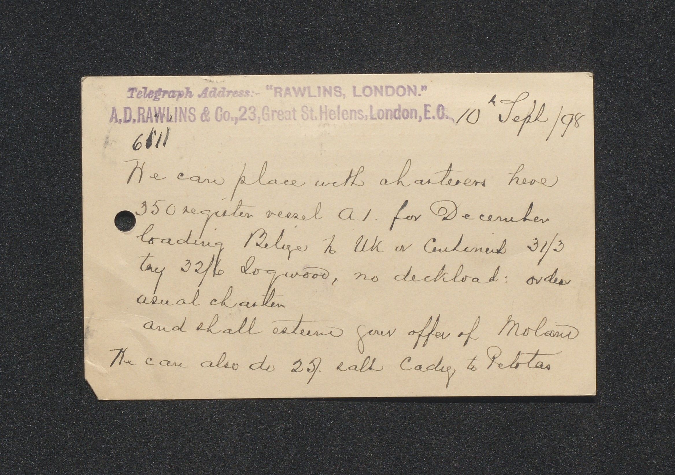 O. Terjesens rederi, AAKS/PA-2525/E/E01/L0005: Korrespondanse, 1898-1899