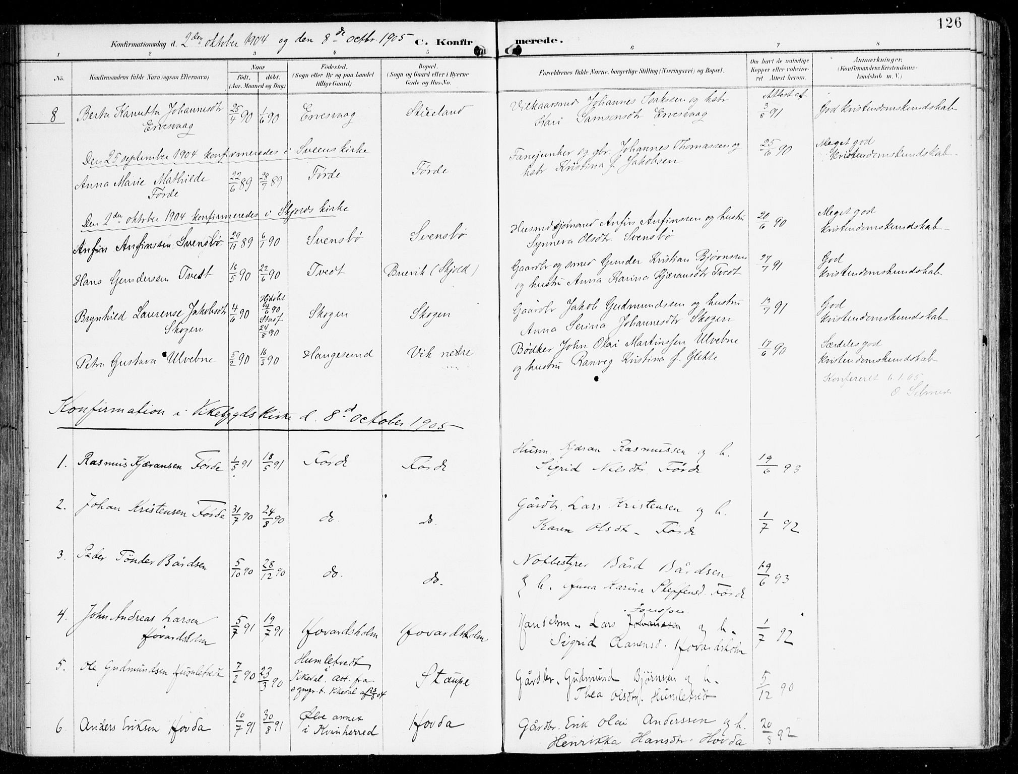 Sveio Sokneprestembete, SAB/A-78501/H/Haa: Parish register (official) no. D 2, 1894-1916, p. 126