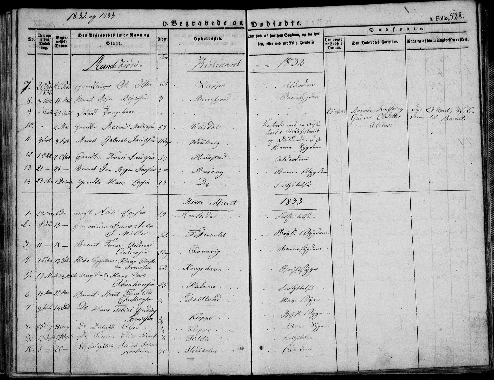 Flekkefjord sokneprestkontor, SAK/1111-0012/F/Fb/Fbb/L0002: Parish register (copy) no. B 2b, 1831-1866, p. 528