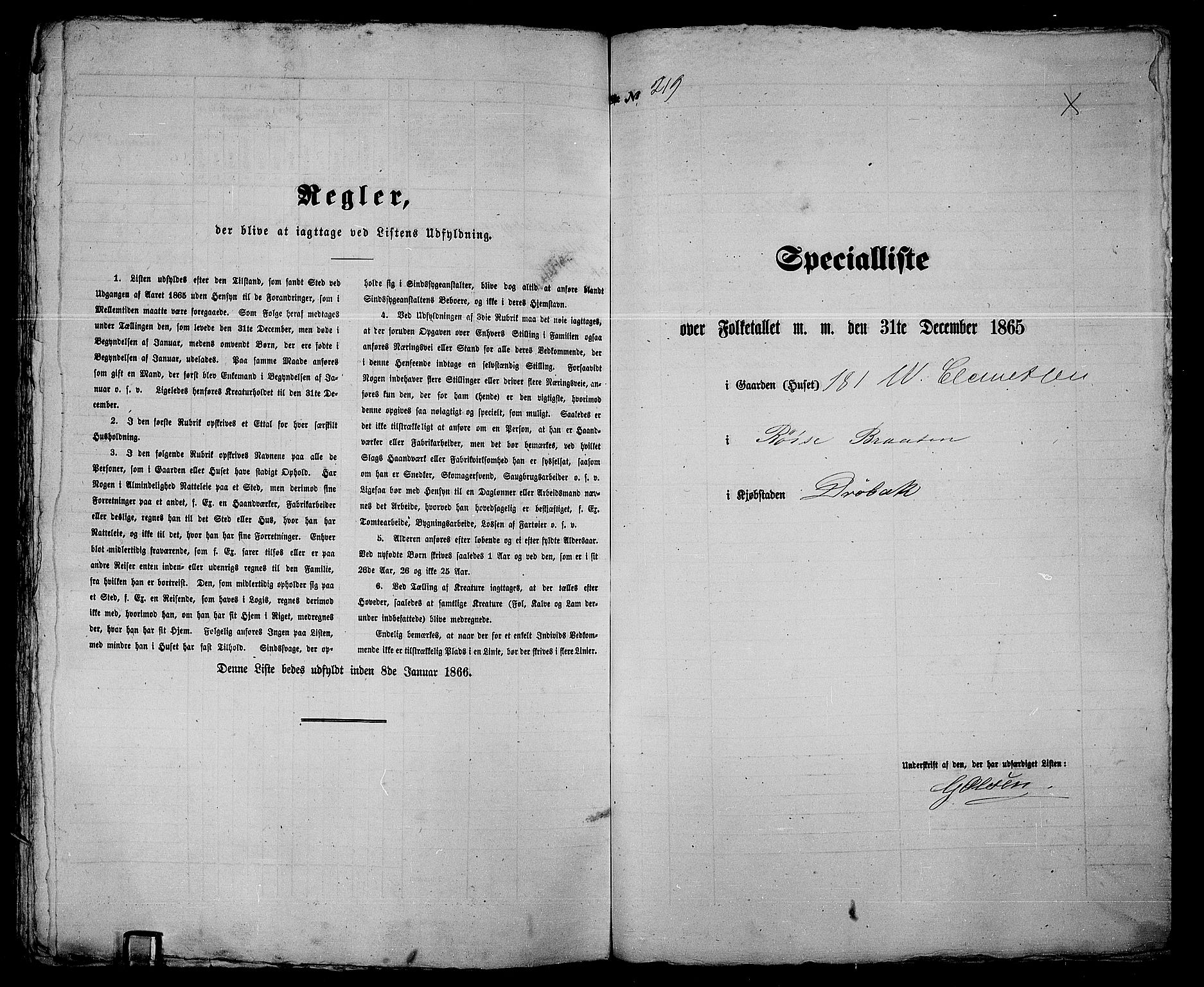 RA, 1865 census for Drøbak/Drøbak, 1865, p. 443