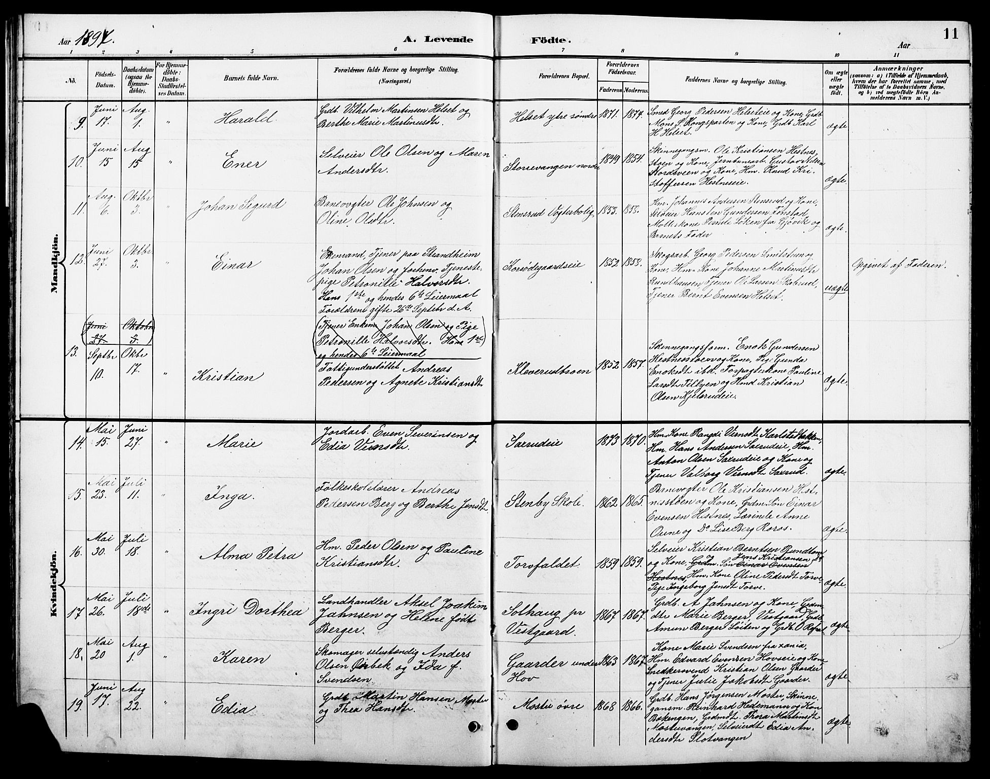 Stange prestekontor, AV/SAH-PREST-002/L/L0011: Parish register (copy) no. 11, 1895-1917, p. 11