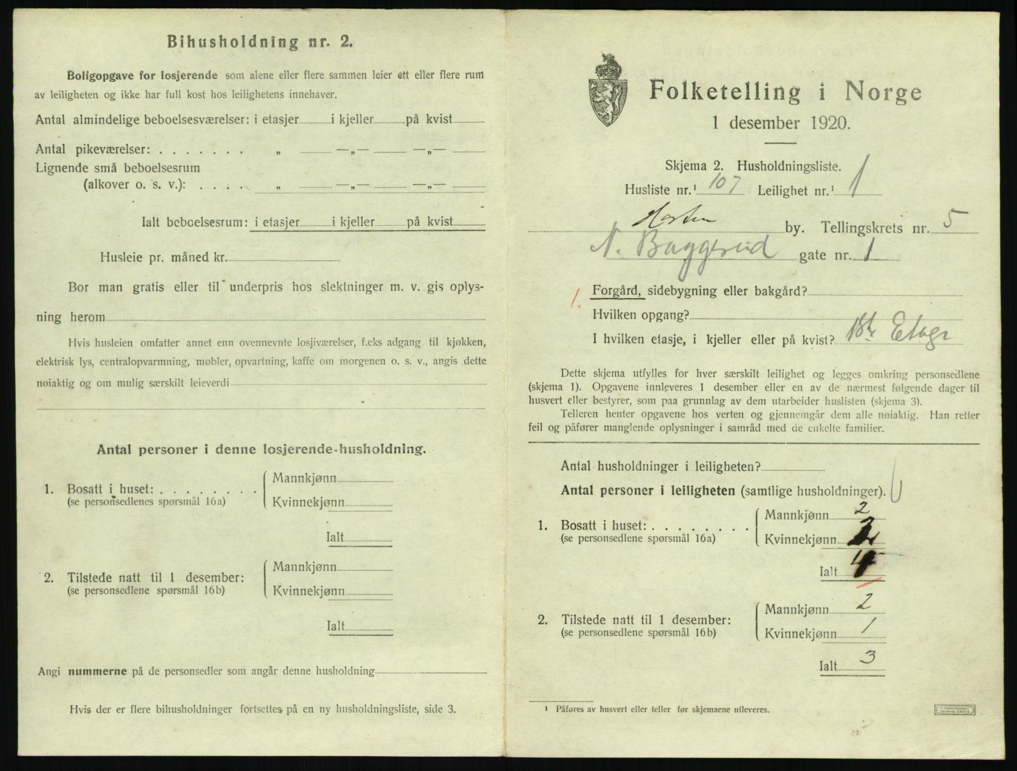 SAKO, 1920 census for Horten, 1920, p. 6045
