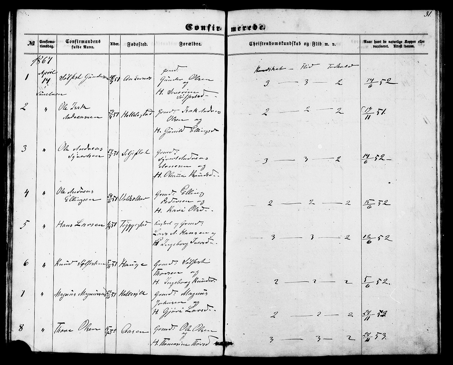 Ministerialprotokoller, klokkerbøker og fødselsregistre - Møre og Romsdal, SAT/A-1454/517/L0225: Parish register (official) no. 517A05, 1858-1871, p. 31