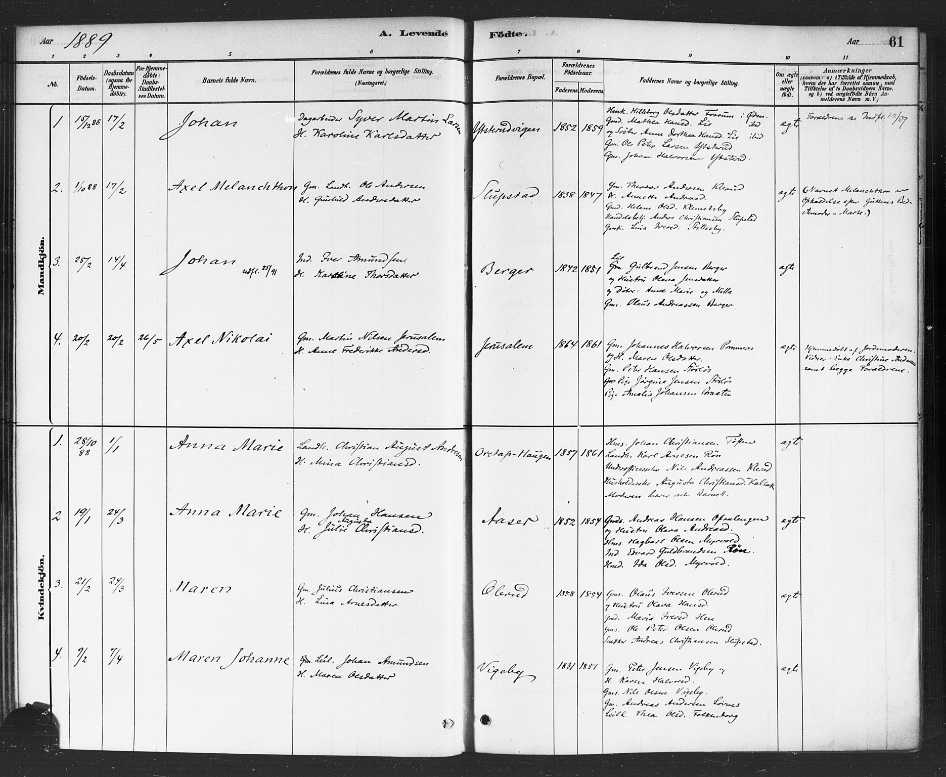 Rødenes prestekontor Kirkebøker, AV/SAO-A-2005/F/Fa/L0009: Parish register (official) no. I 9, 1880-1889, p. 61