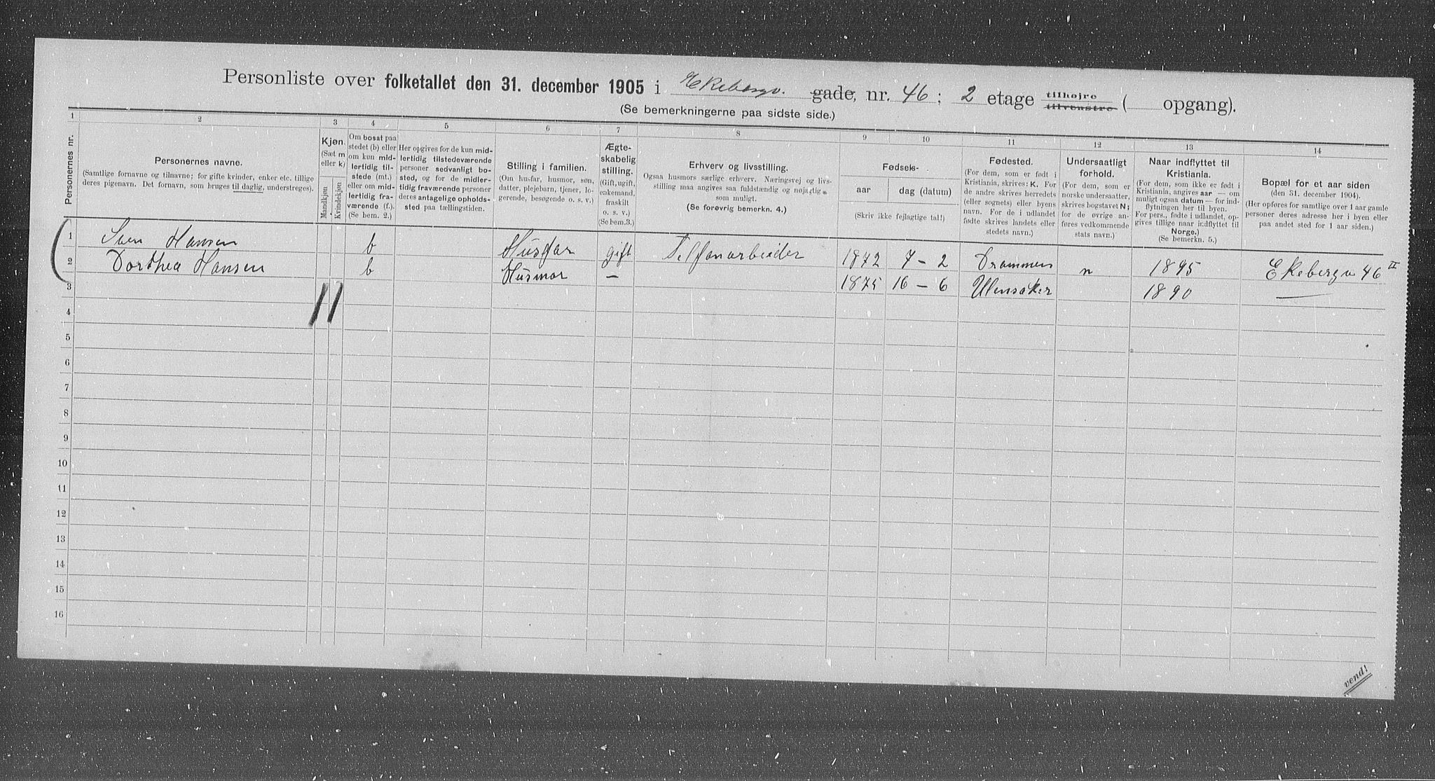 OBA, Municipal Census 1905 for Kristiania, 1905, p. 10281