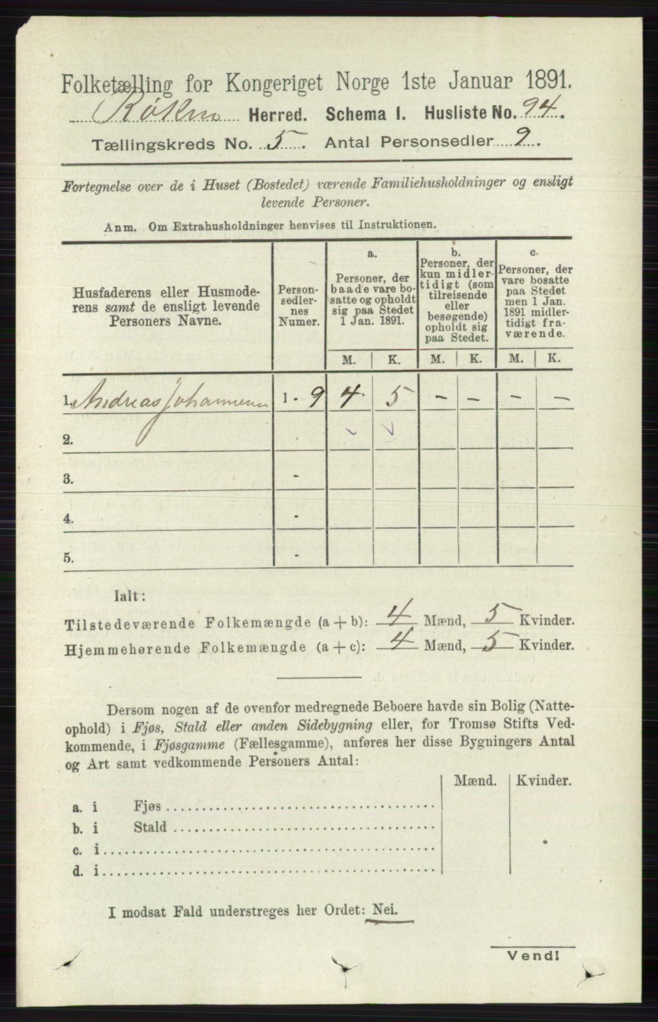 RA, 1891 census for 0627 Røyken, 1891, p. 2858