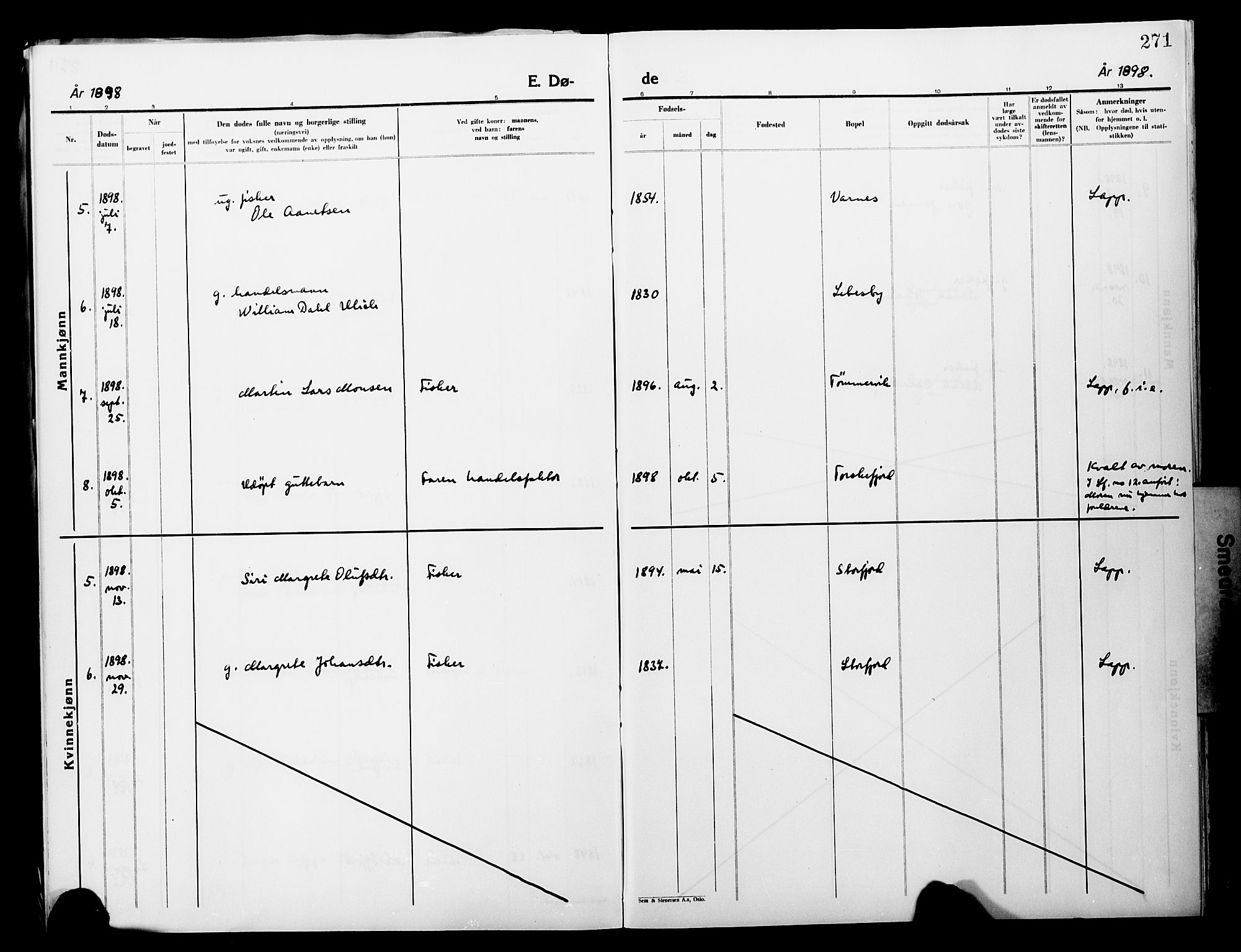 Lebesby sokneprestkontor, AV/SATØ-S-1353/H/Ha/L0004kirke: Parish register (official) no. 4, 1870-1902, p. 271