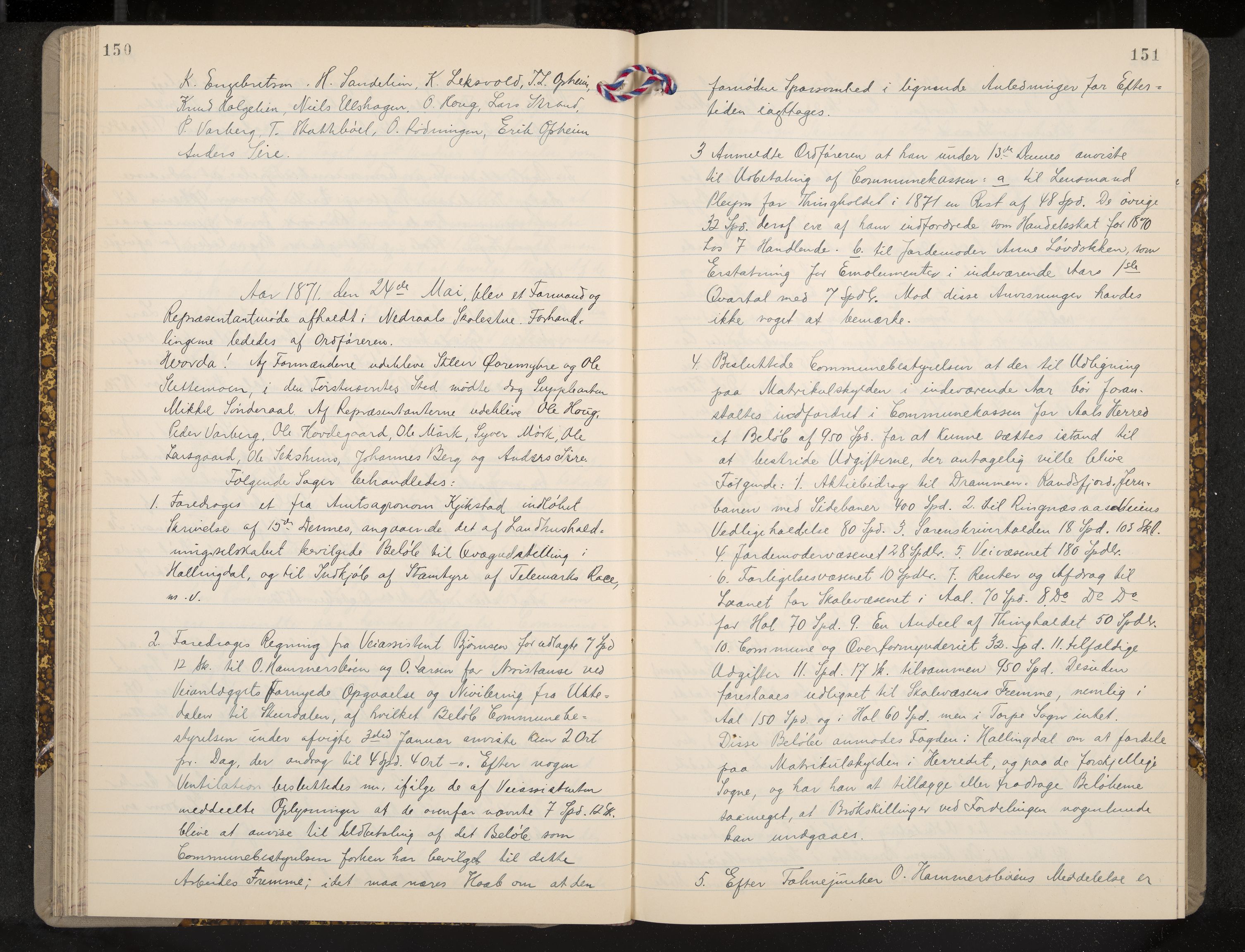 Ål formannskap og sentraladministrasjon, IKAK/0619021/A/Aa/L0003: Utskrift av møtebok, 1864-1880, p. 150-151