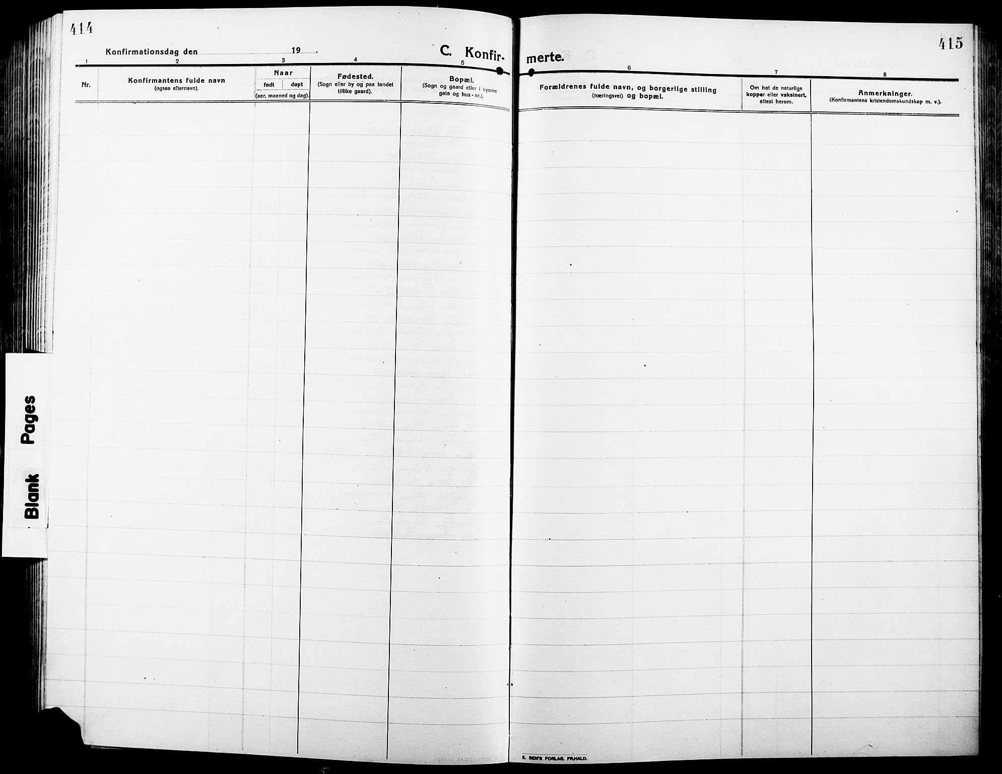 Ringsaker prestekontor, SAH/PREST-014/L/La/L0018: Parish register (copy) no. 18, 1913-1922, p. 414-415