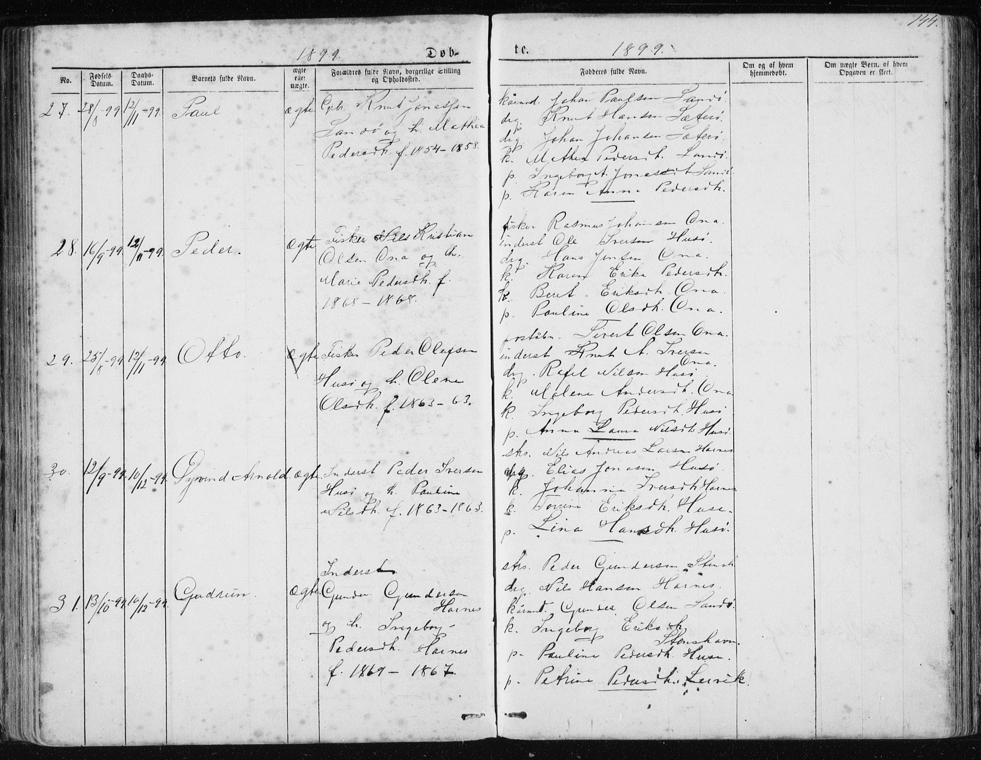 Ministerialprotokoller, klokkerbøker og fødselsregistre - Møre og Romsdal, AV/SAT-A-1454/561/L0732: Parish register (copy) no. 561C02, 1867-1900, p. 144