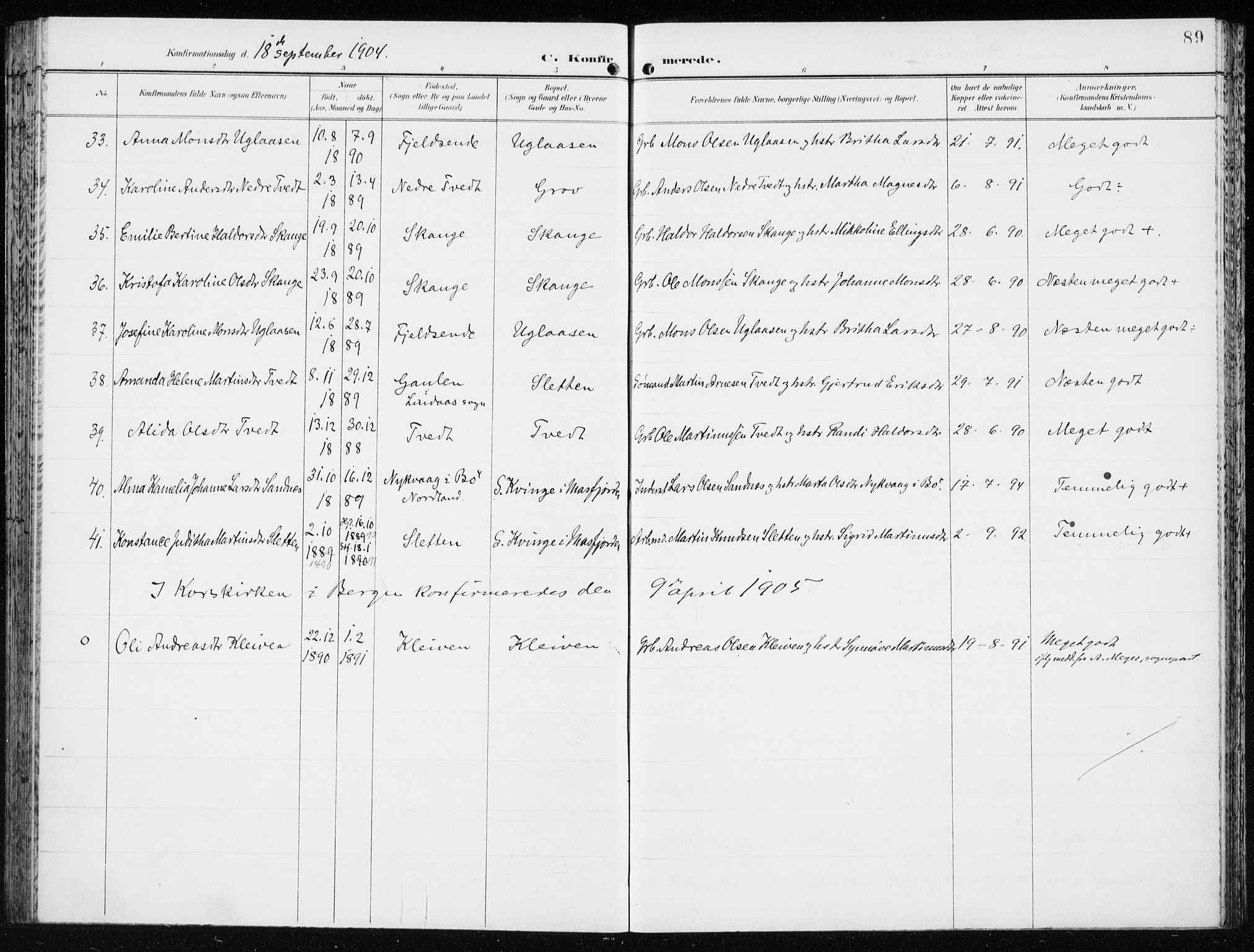 Lindås Sokneprestembete, AV/SAB-A-76701/H/Haa/Haaf/L0002: Parish register (official) no. F  2, 1897-1909, p. 89