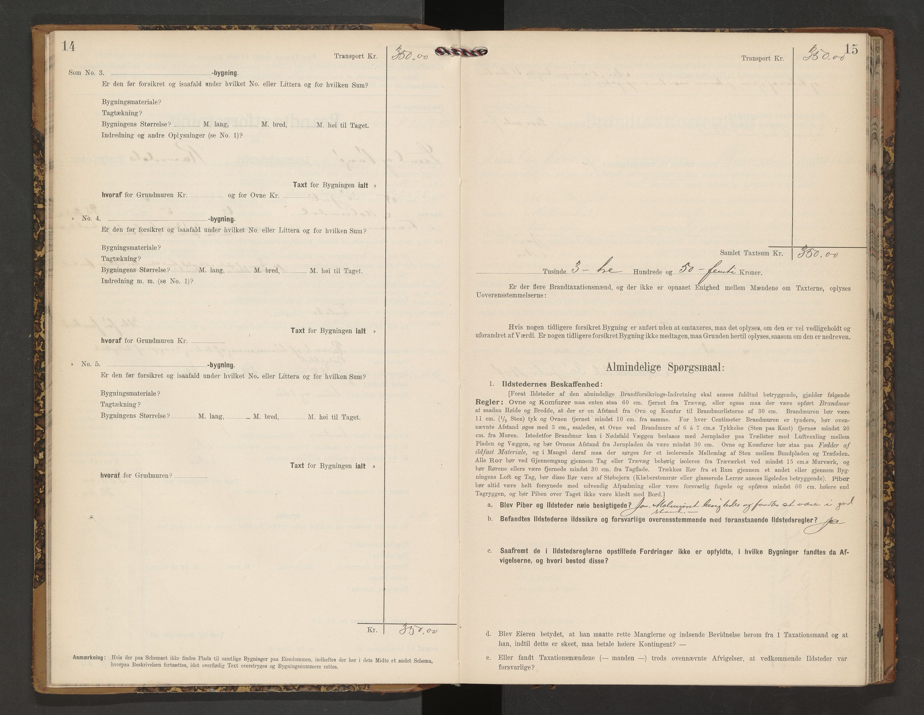 Norges Brannkasse Vågøy og Sund, AV/SAT-A-5504/Fb/L0002: Branntakstprotokoll, 1904-1913, p. 14-15