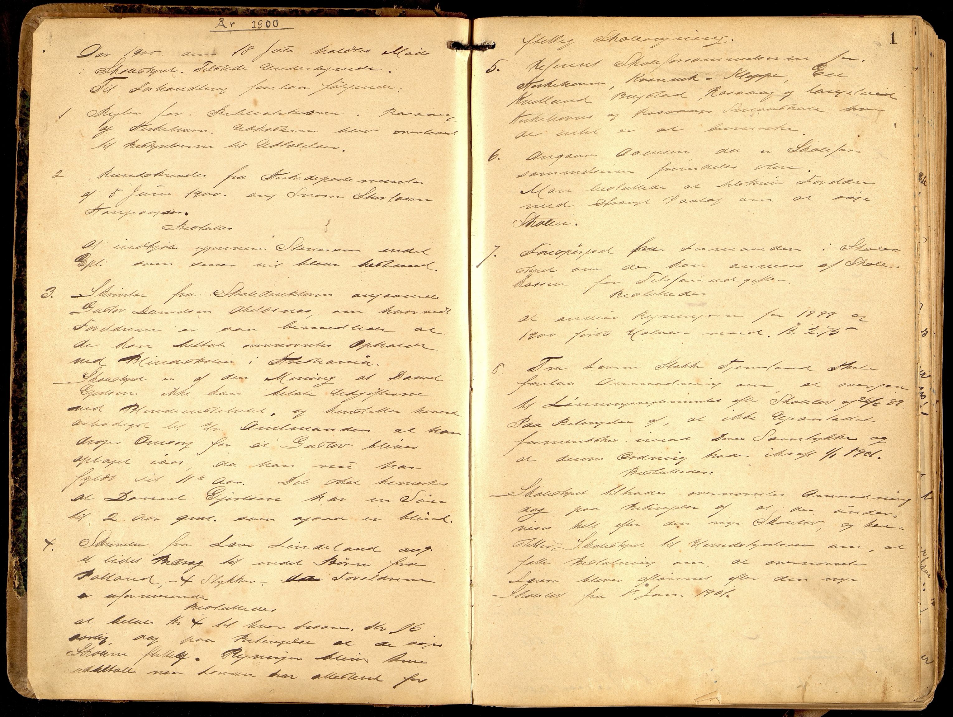 Hidra kommune - Skolestyret, ARKSOR/1004HI510/A/L0002: Møtebok, 1900-1932, p. 0b-1a
