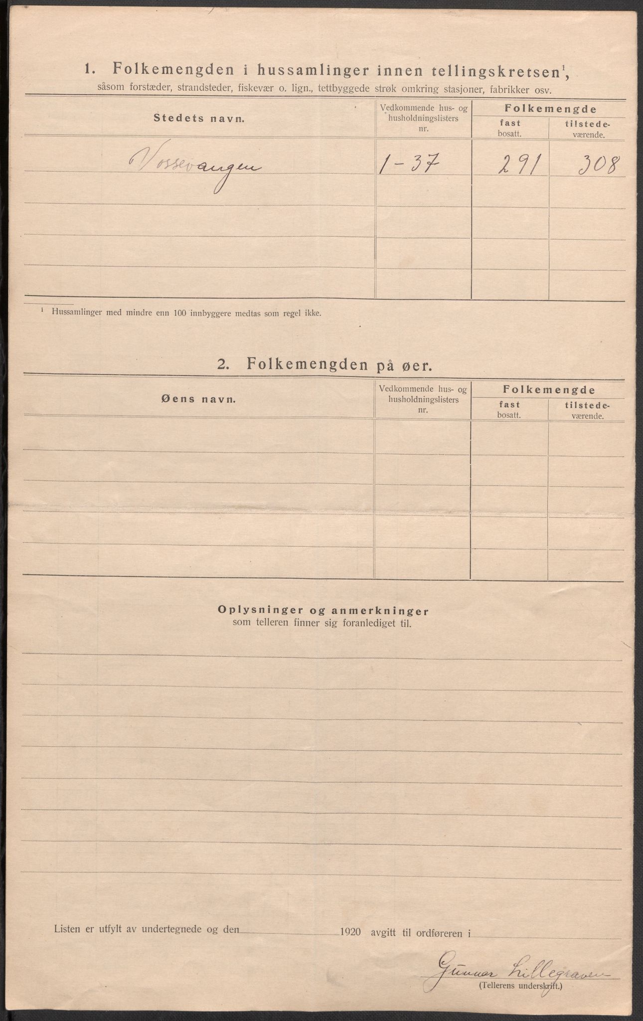 SAB, 1920 census for Voss, 1920, p. 22