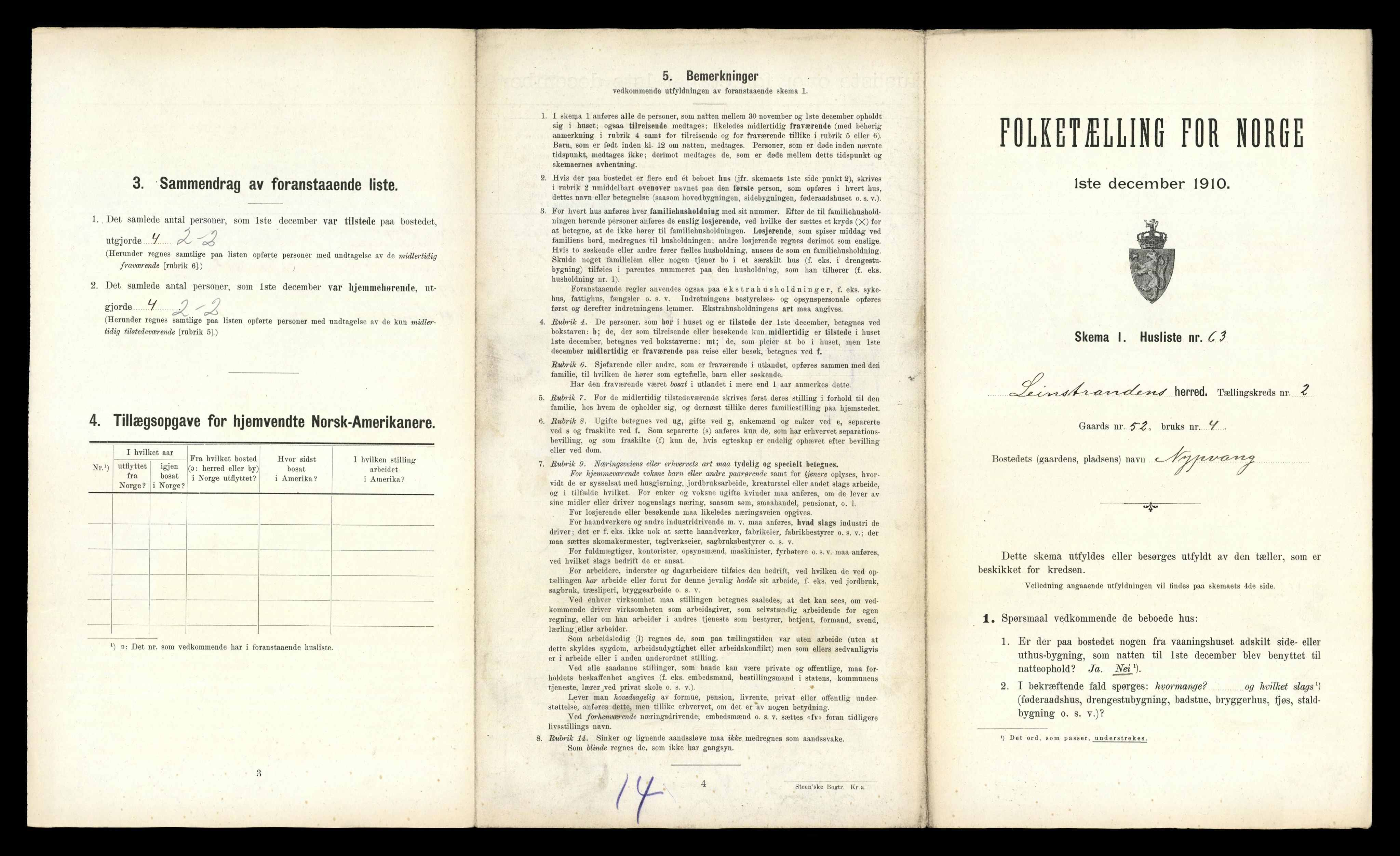 RA, 1910 census for Leinstrand, 1910, p. 239