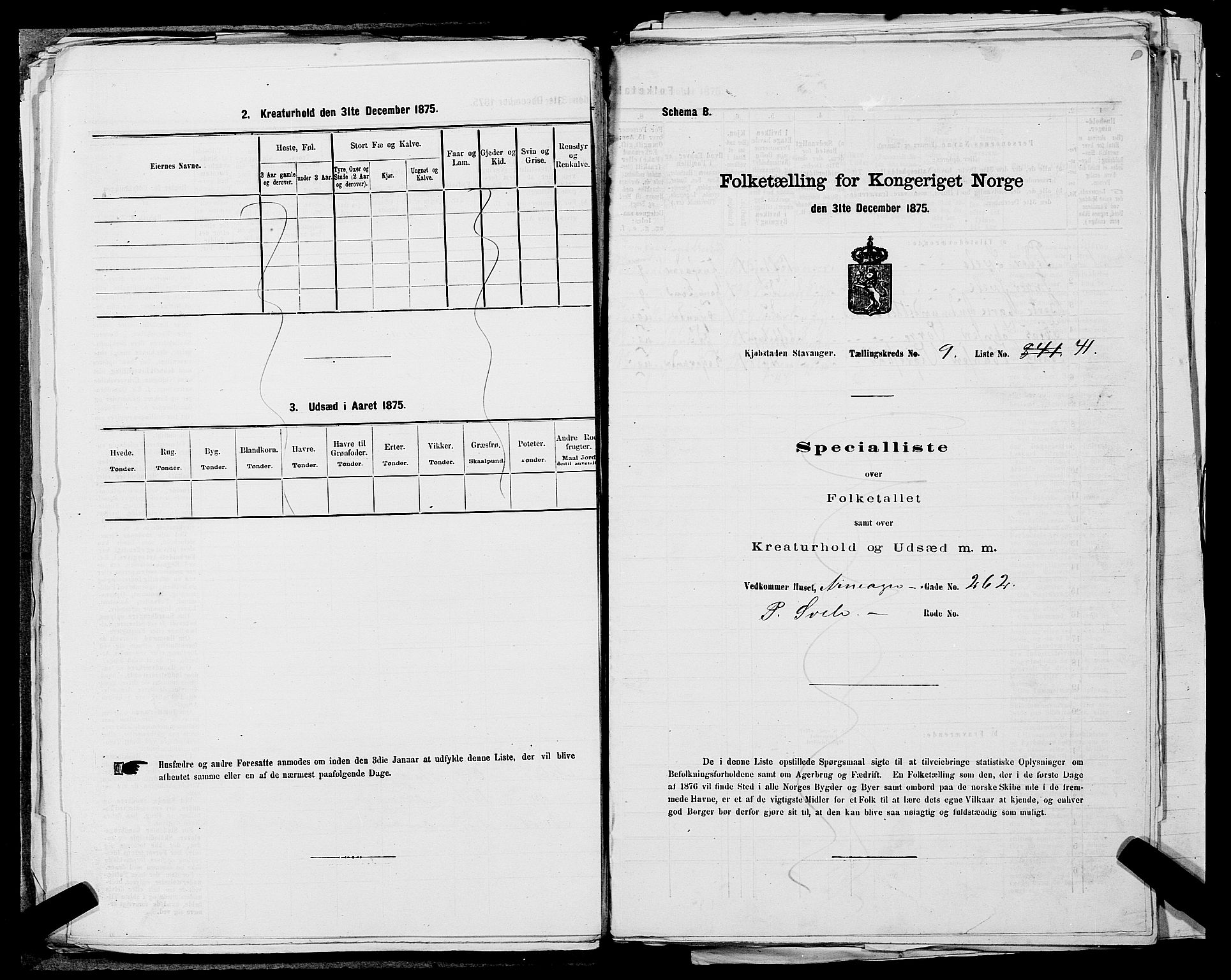 SAST, 1875 census for 1103 Stavanger, 1875, p. 1681