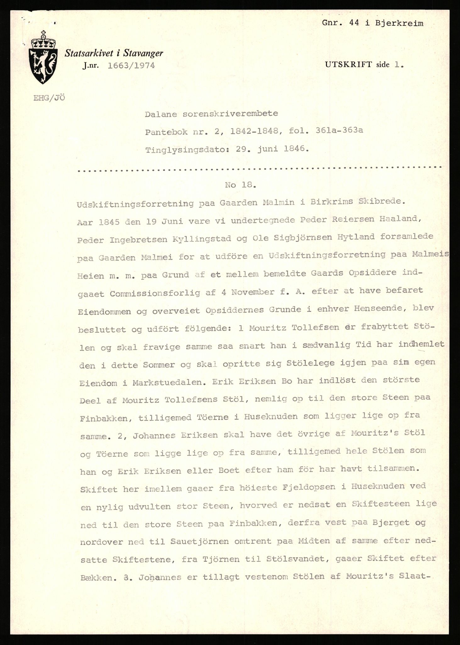 Statsarkivet i Stavanger, SAST/A-101971/03/Y/Yj/L0056: Avskrifter sortert etter gårdsnavn: Løland - Mariero, 1750-1930, p. 574