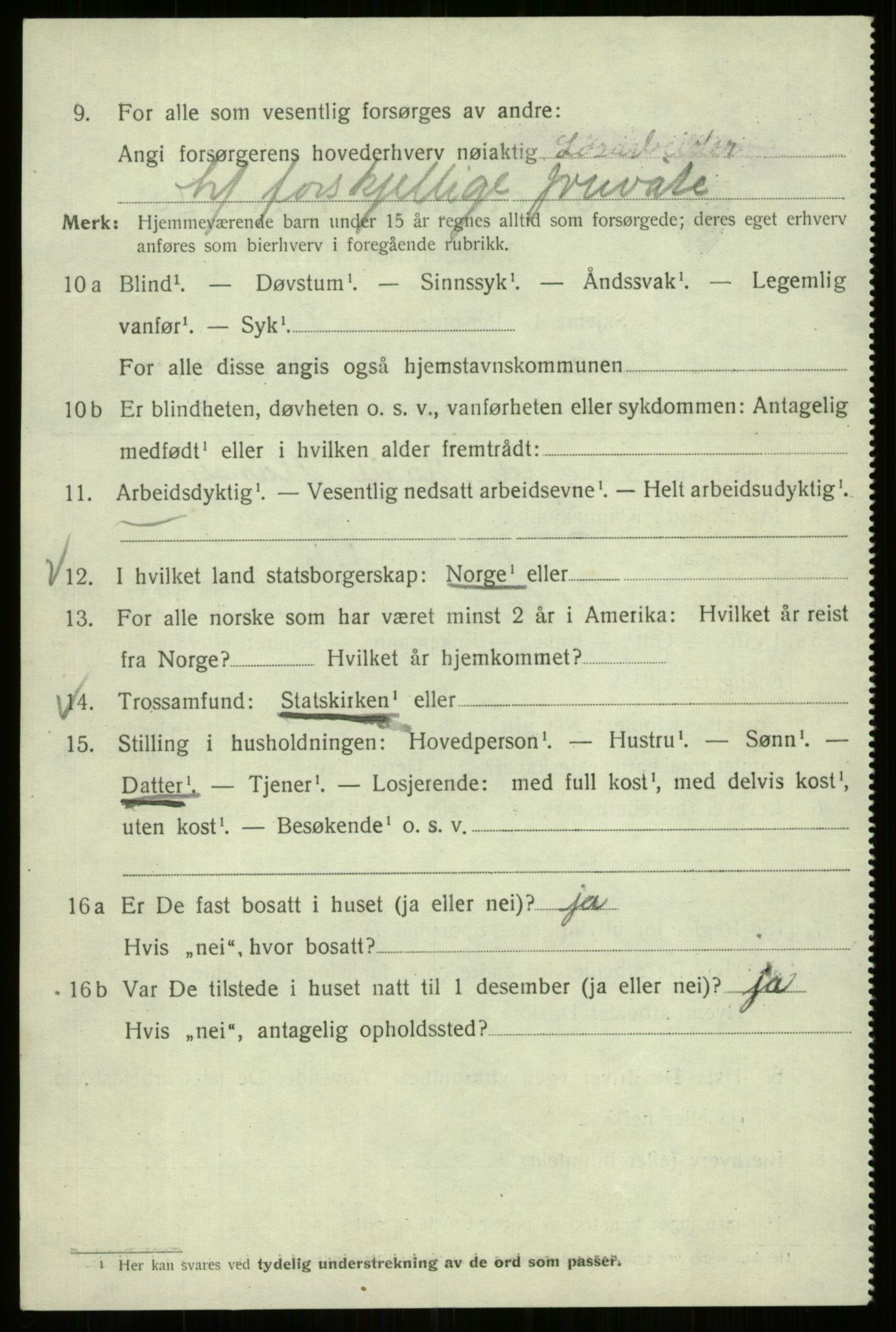 SAB, 1920 census for Bergen, 1920, p. 226739