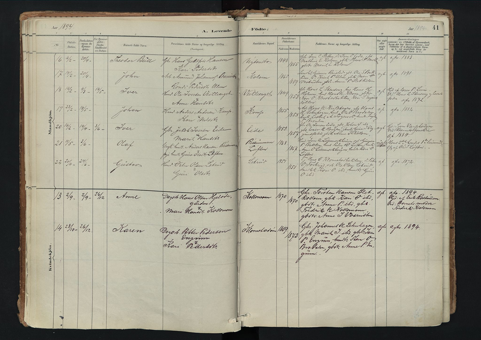 Nord-Fron prestekontor, AV/SAH-PREST-080/H/Ha/Haa/L0003: Parish register (official) no. 3, 1884-1914, p. 41