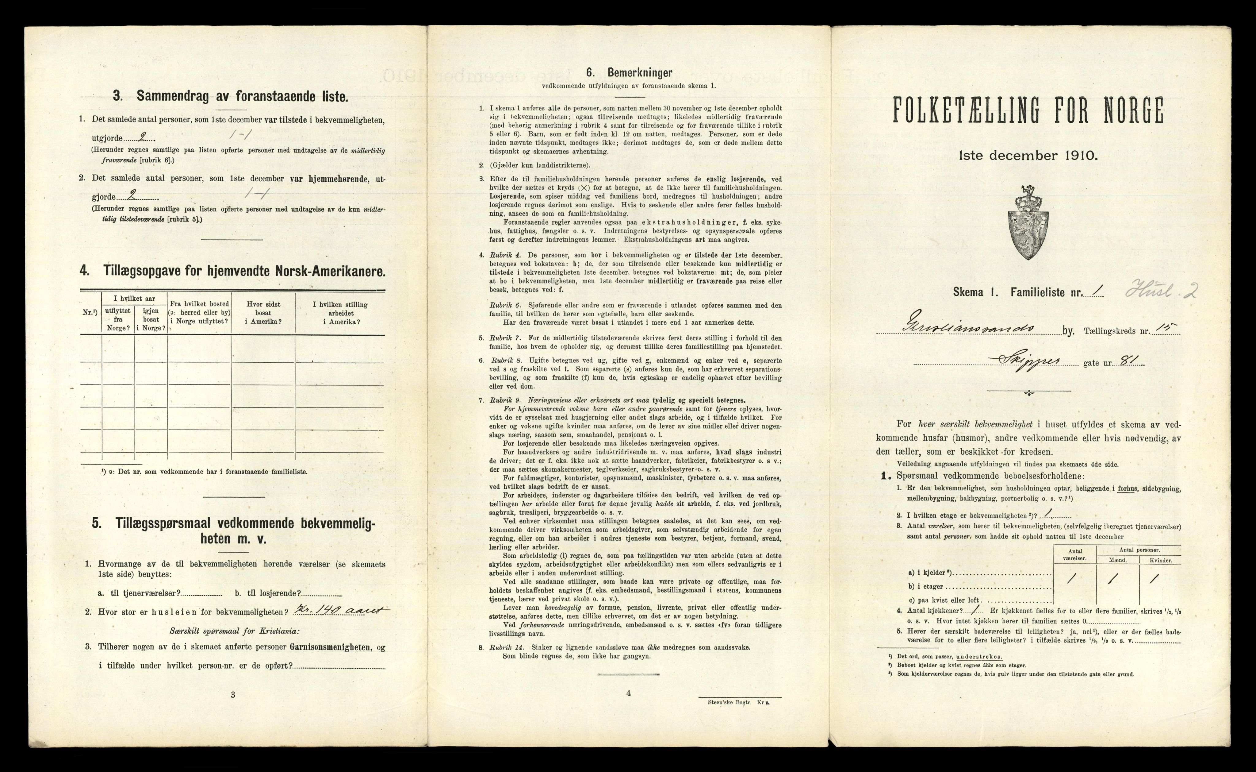 RA, 1910 census for Kristiansand, 1910, p. 3576