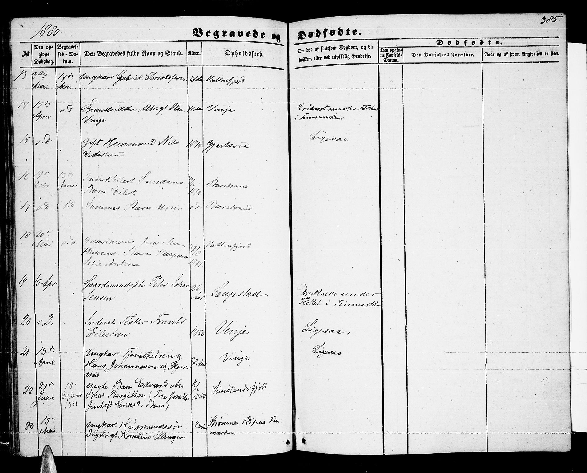 Ministerialprotokoller, klokkerbøker og fødselsregistre - Nordland, AV/SAT-A-1459/876/L1102: Parish register (copy) no. 876C01, 1852-1886, p. 385