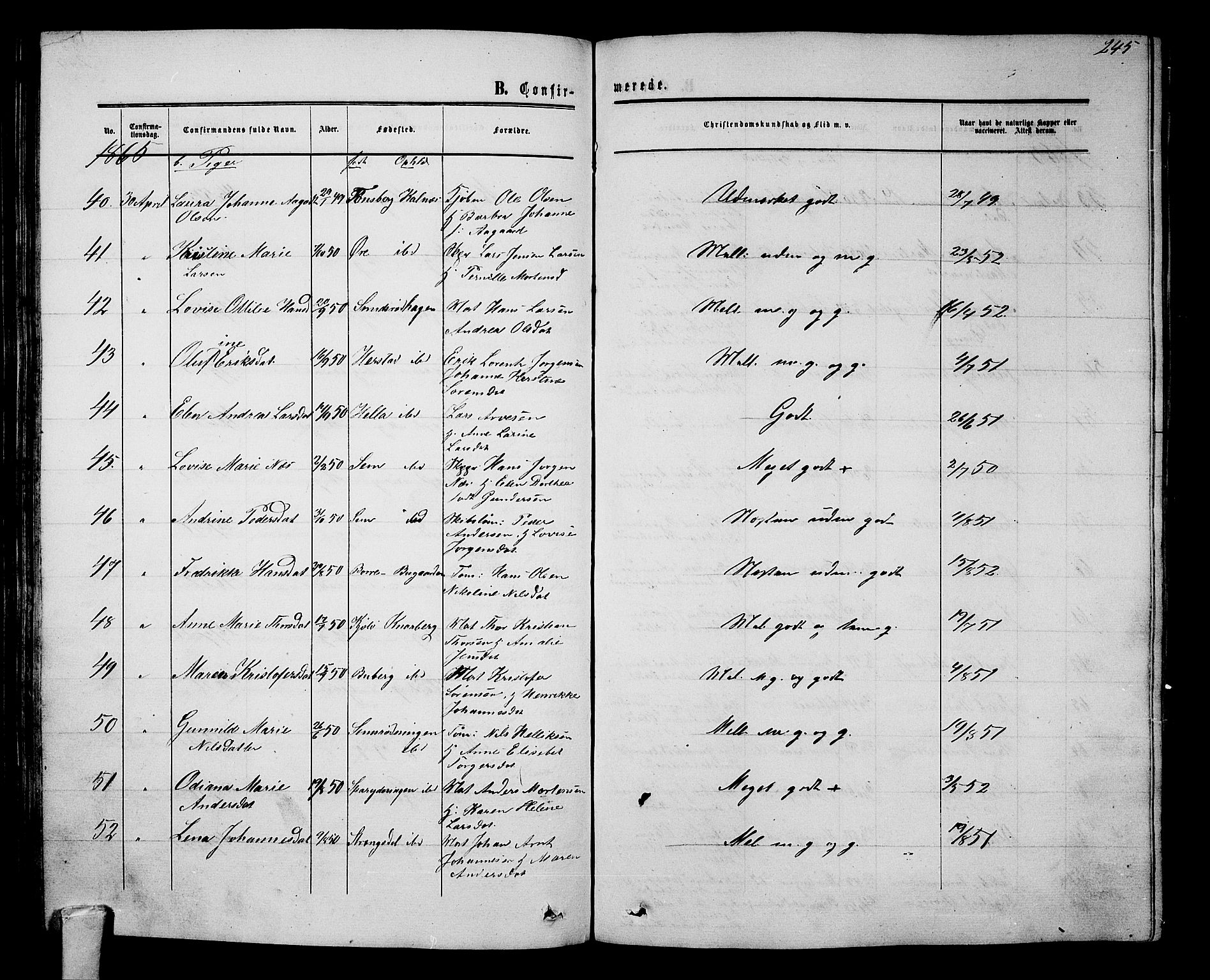 Nøtterøy kirkebøker, AV/SAKO-A-354/G/Ga/L0002: Parish register (copy) no. I 2, 1860-1877, p. 245