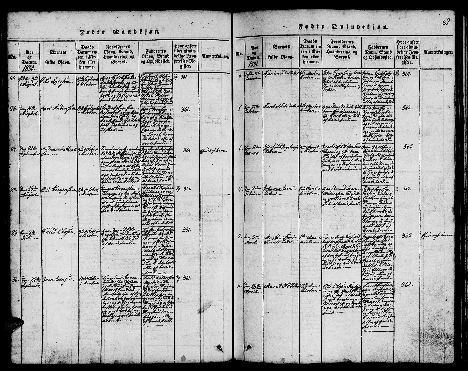 Ministerialprotokoller, klokkerbøker og fødselsregistre - Sør-Trøndelag, SAT/A-1456/665/L0776: Parish register (copy) no. 665C01, 1817-1837, p. 62