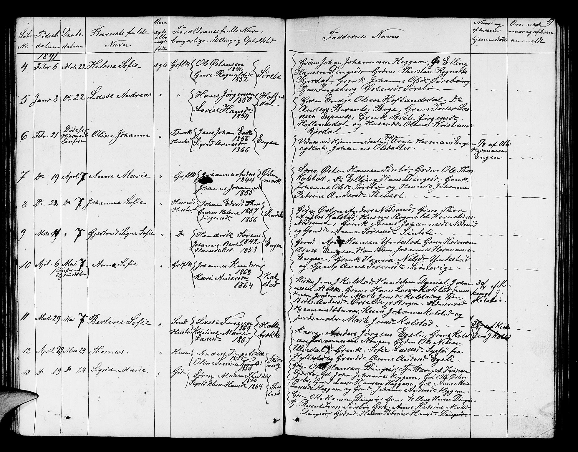 Fjaler sokneprestembete, AV/SAB-A-79801/H/Hab/Habd/L0001: Parish register (copy) no. D 1, 1854-1891, p. 49