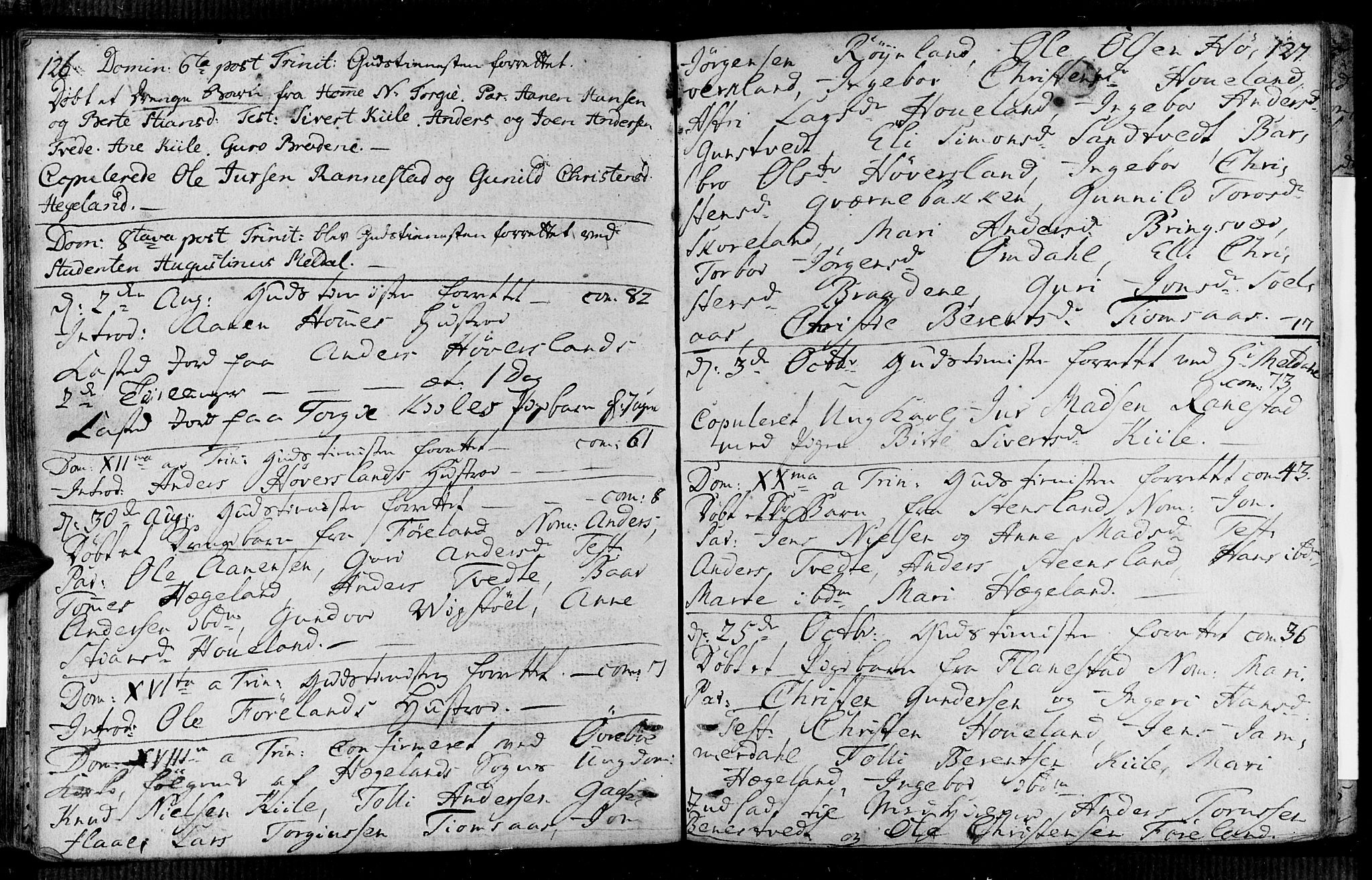 Vennesla sokneprestkontor, AV/SAK-1111-0045/Fa/Faa/L0001: Parish register (official) no. A 1, 1753-1785, p. 126-127