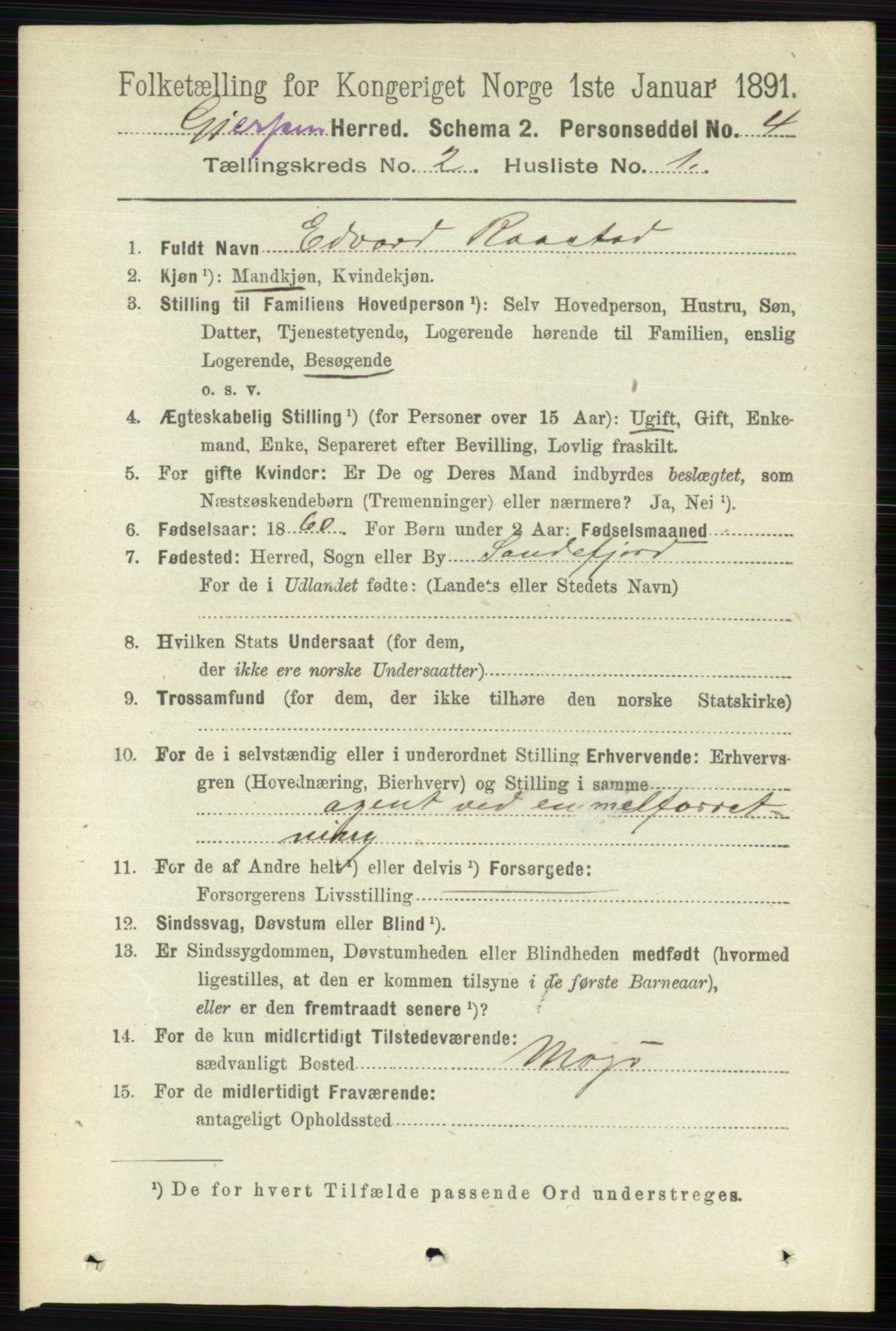 RA, 1891 census for 0812 Gjerpen, 1891, p. 740