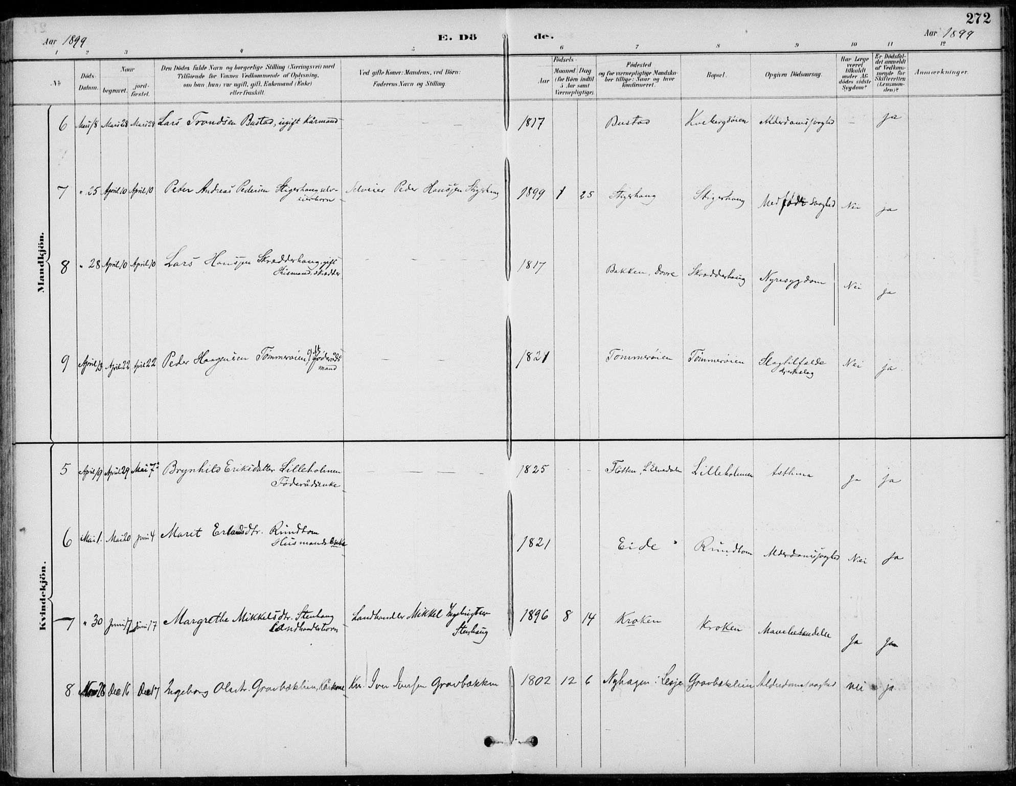 Alvdal prestekontor, AV/SAH-PREST-060/H/Ha/Haa/L0003: Parish register (official) no. 3, 1886-1912, p. 272