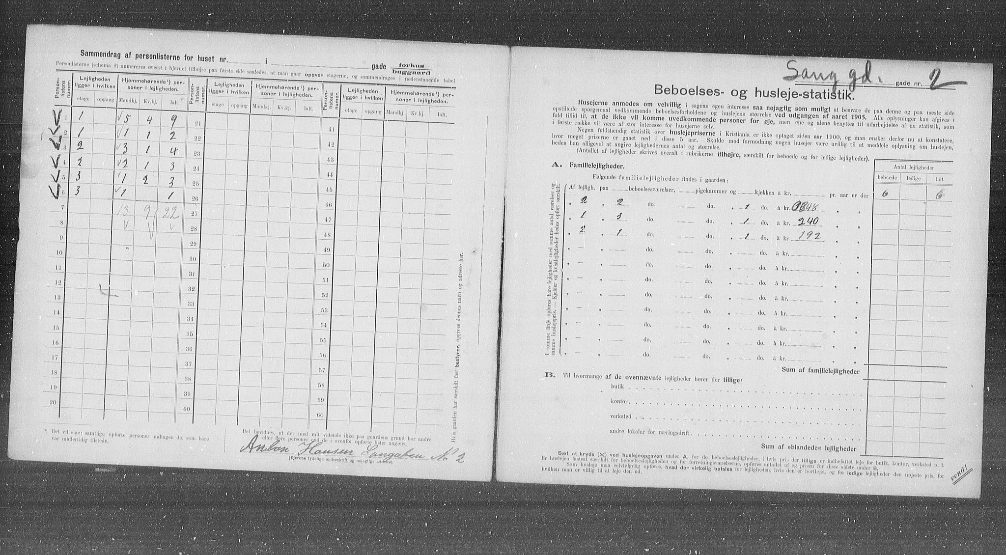 OBA, Municipal Census 1905 for Kristiania, 1905, p. 29608