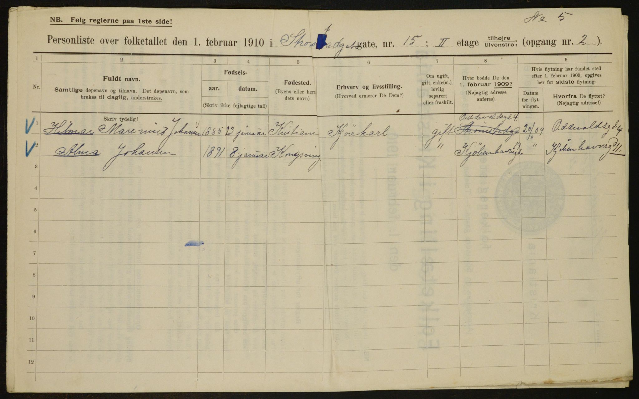 OBA, Municipal Census 1910 for Kristiania, 1910, p. 98641