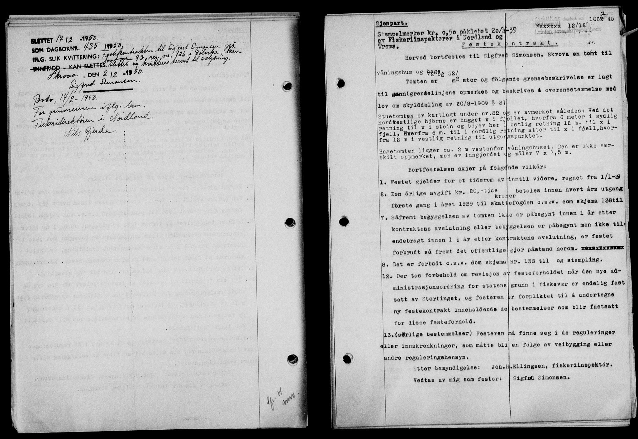 Lofoten sorenskriveri, SAT/A-0017/1/2/2C/L0013a: Mortgage book no. 13a, 1944-1946, Diary no: : 1062/1945