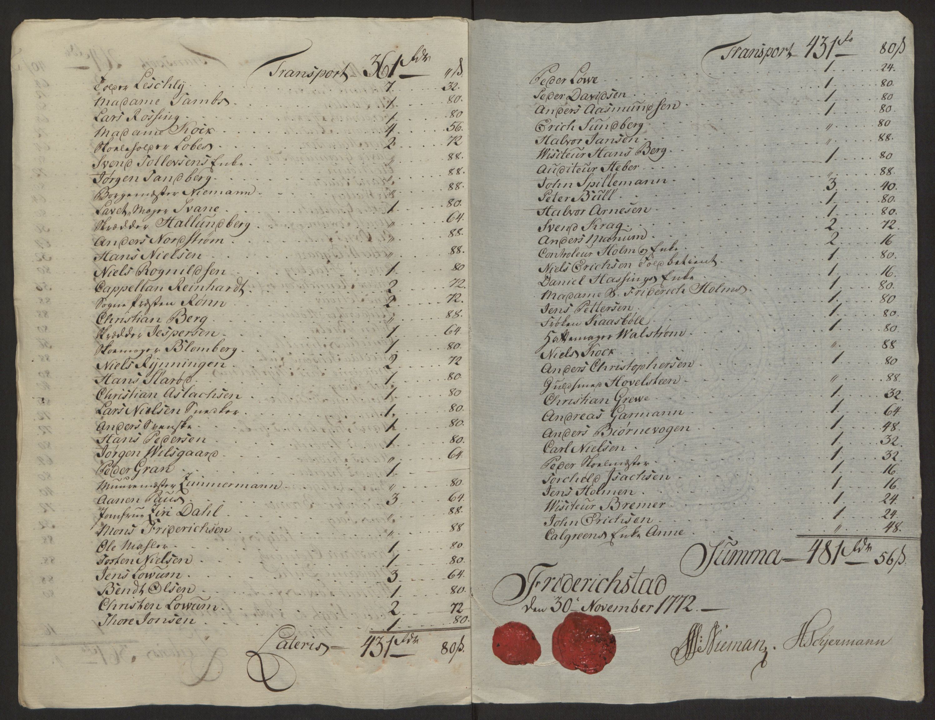 Rentekammeret inntil 1814, Reviderte regnskaper, Byregnskaper, AV/RA-EA-4066/R/Rb/L0029/0001: [B3] Kontribusjonsregnskap / Ekstraskatt, 1762-1772, p. 448