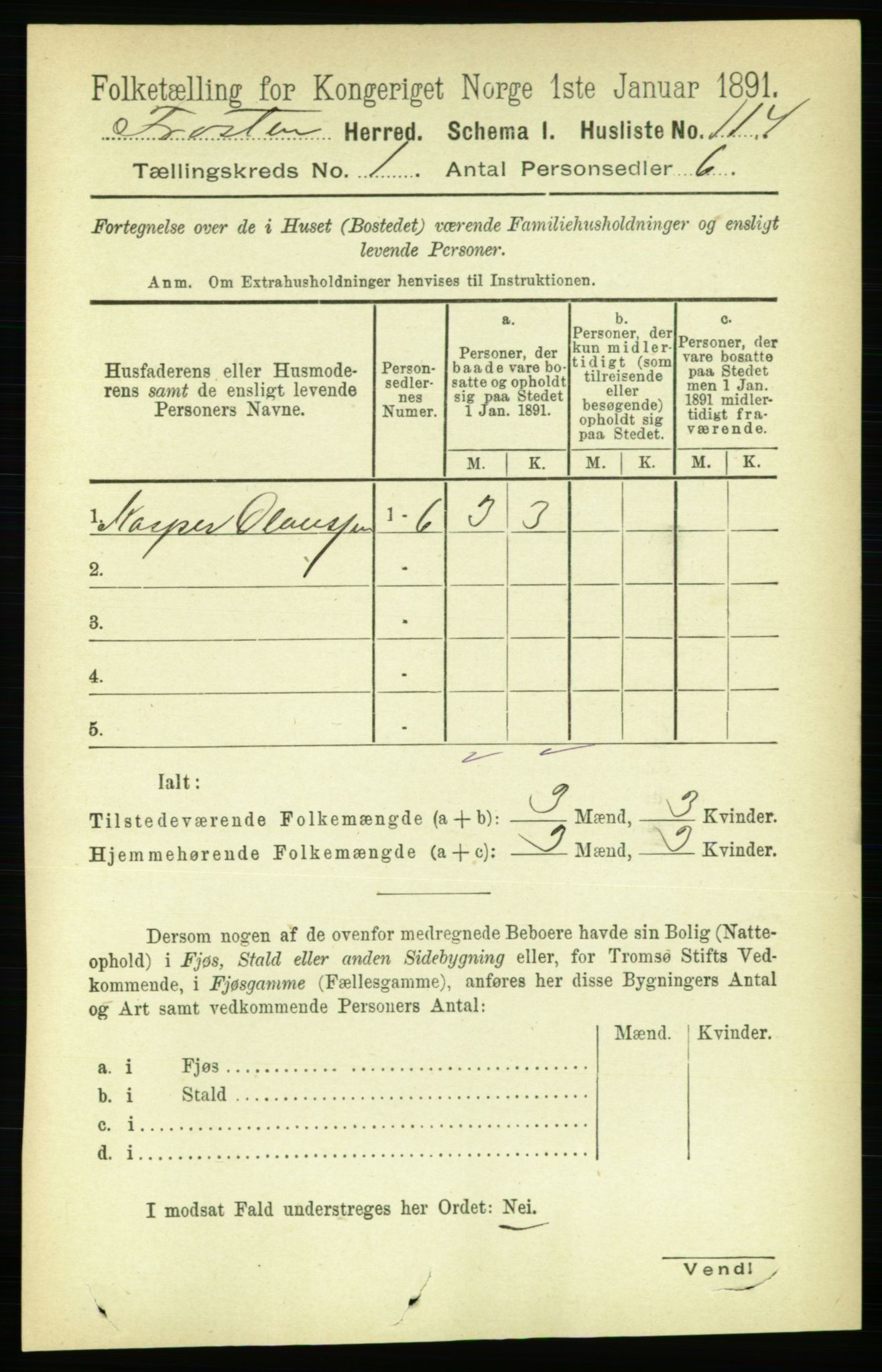 RA, 1891 census for 1717 Frosta, 1891, p. 136