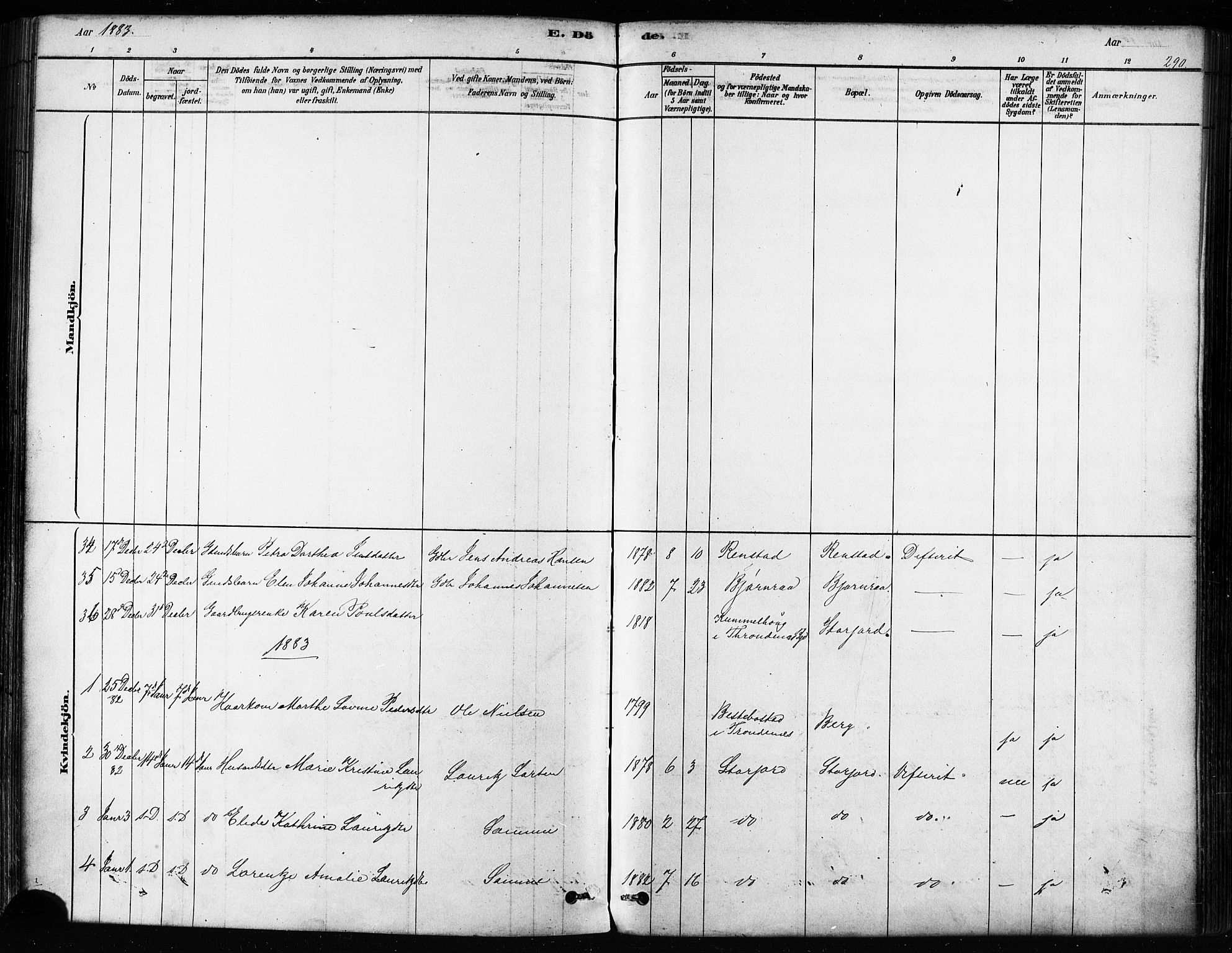 Kvæfjord sokneprestkontor, AV/SATØ-S-1323/G/Ga/Gaa/L0005kirke: Parish register (official) no. 5, 1878-1894, p. 290