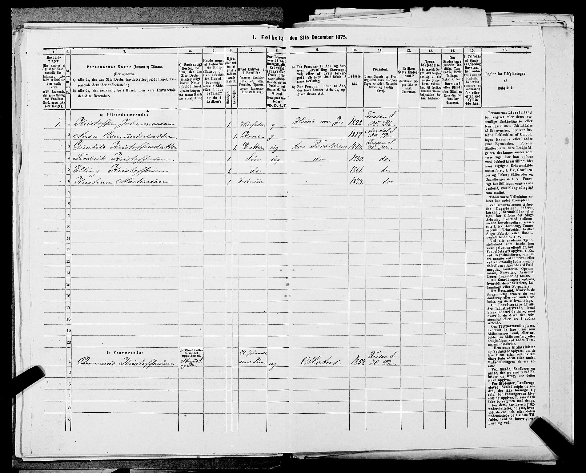 SAST, 1875 census for 1128P Høgsfjord, 1875, p. 163