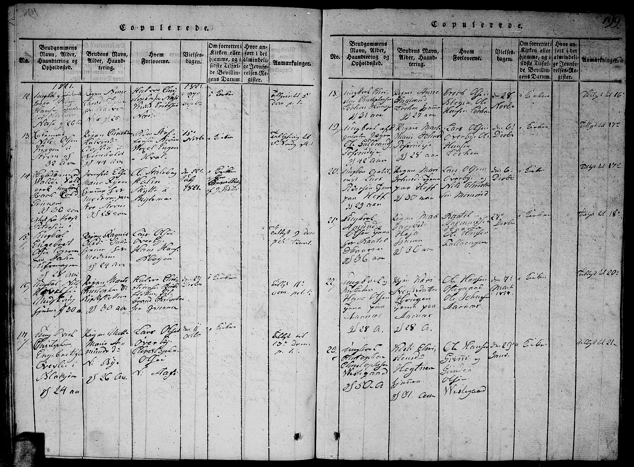 Fet prestekontor Kirkebøker, AV/SAO-A-10370a/G/Ga/L0001: Parish register (copy) no. I 1, 1815-1842, p. 199