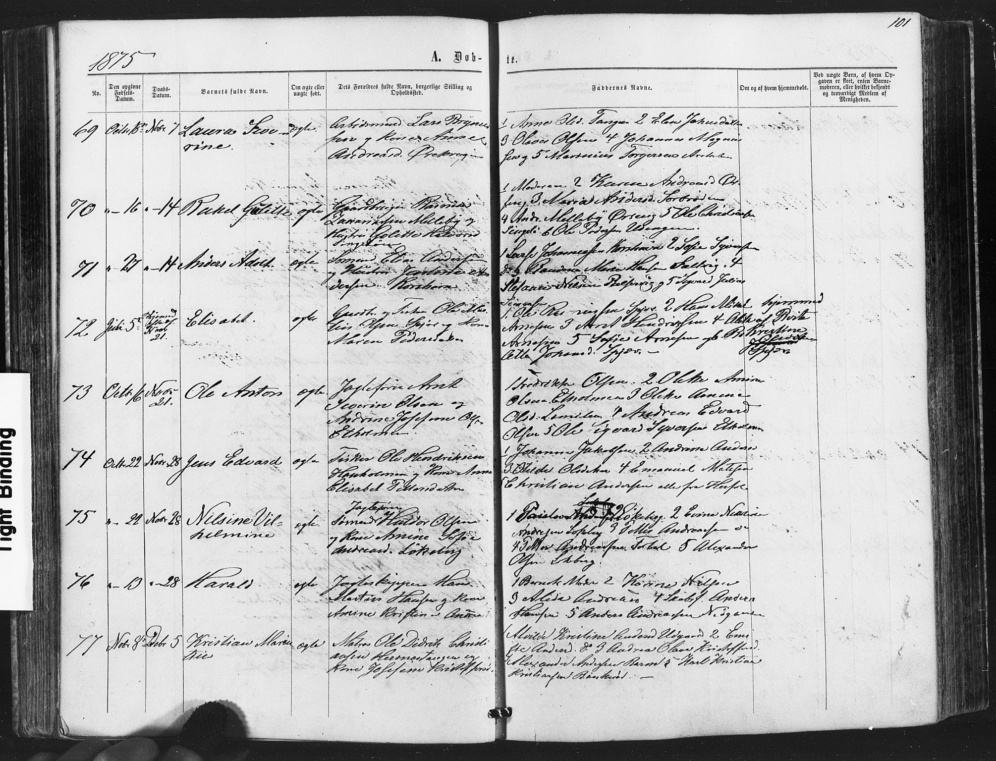 Hvaler prestekontor Kirkebøker, SAO/A-2001/F/Fa/L0007: Parish register (official) no. I 7, 1864-1878, p. 101