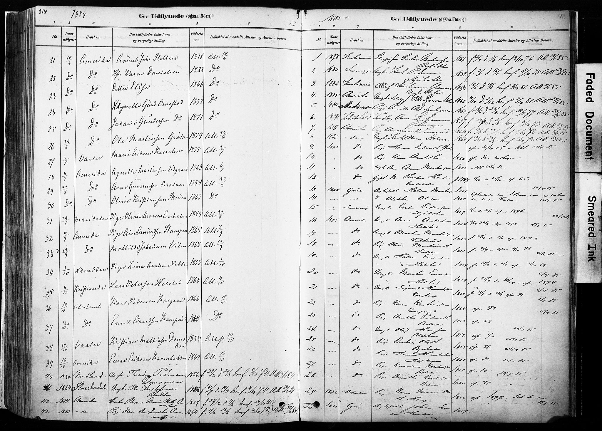 Hof prestekontor, SAH/PREST-038/H/Ha/Haa/L0010: Parish register (official) no. 10, 1878-1909, p. 316