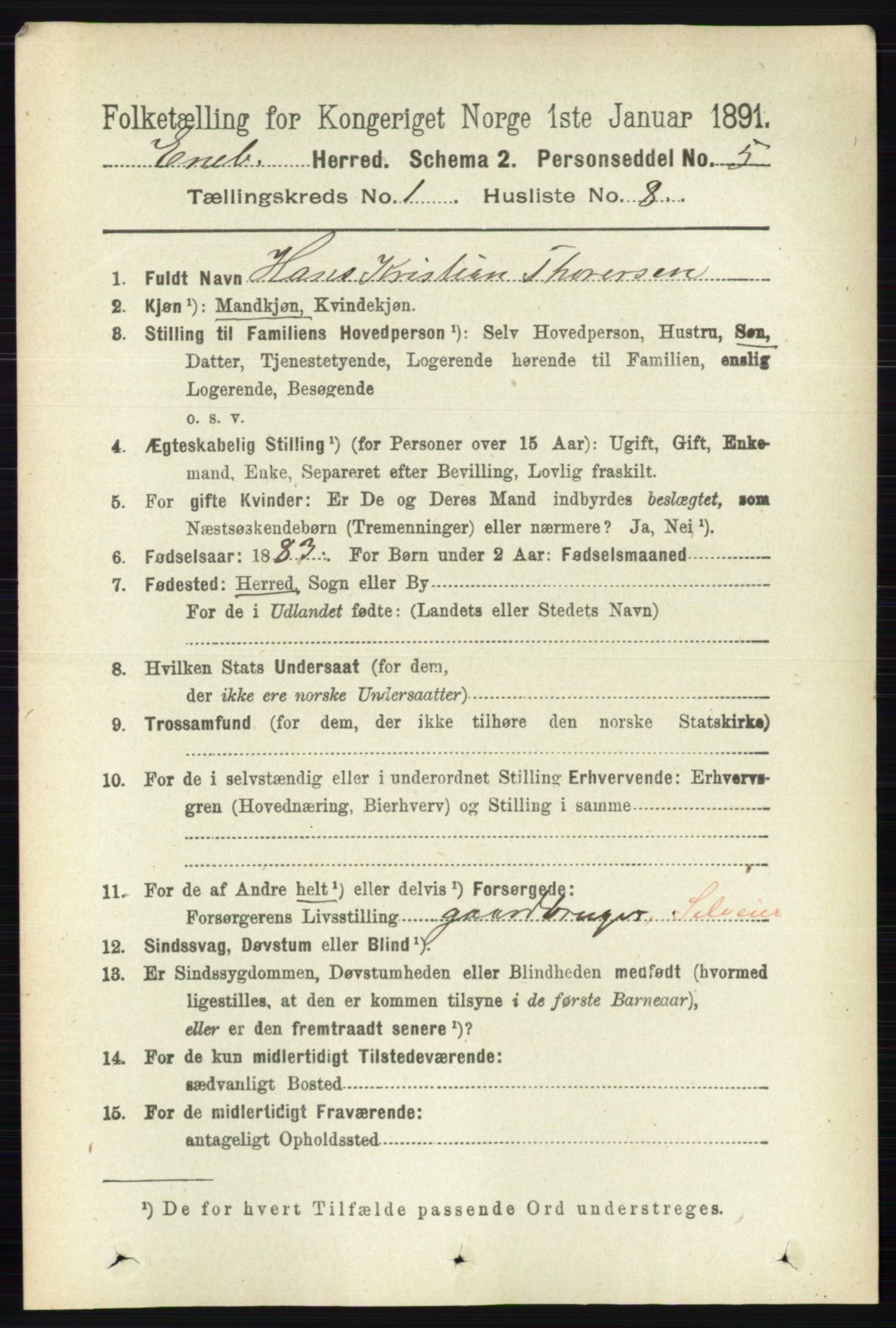 RA, 1891 census for 0229 Enebakk, 1891, p. 177