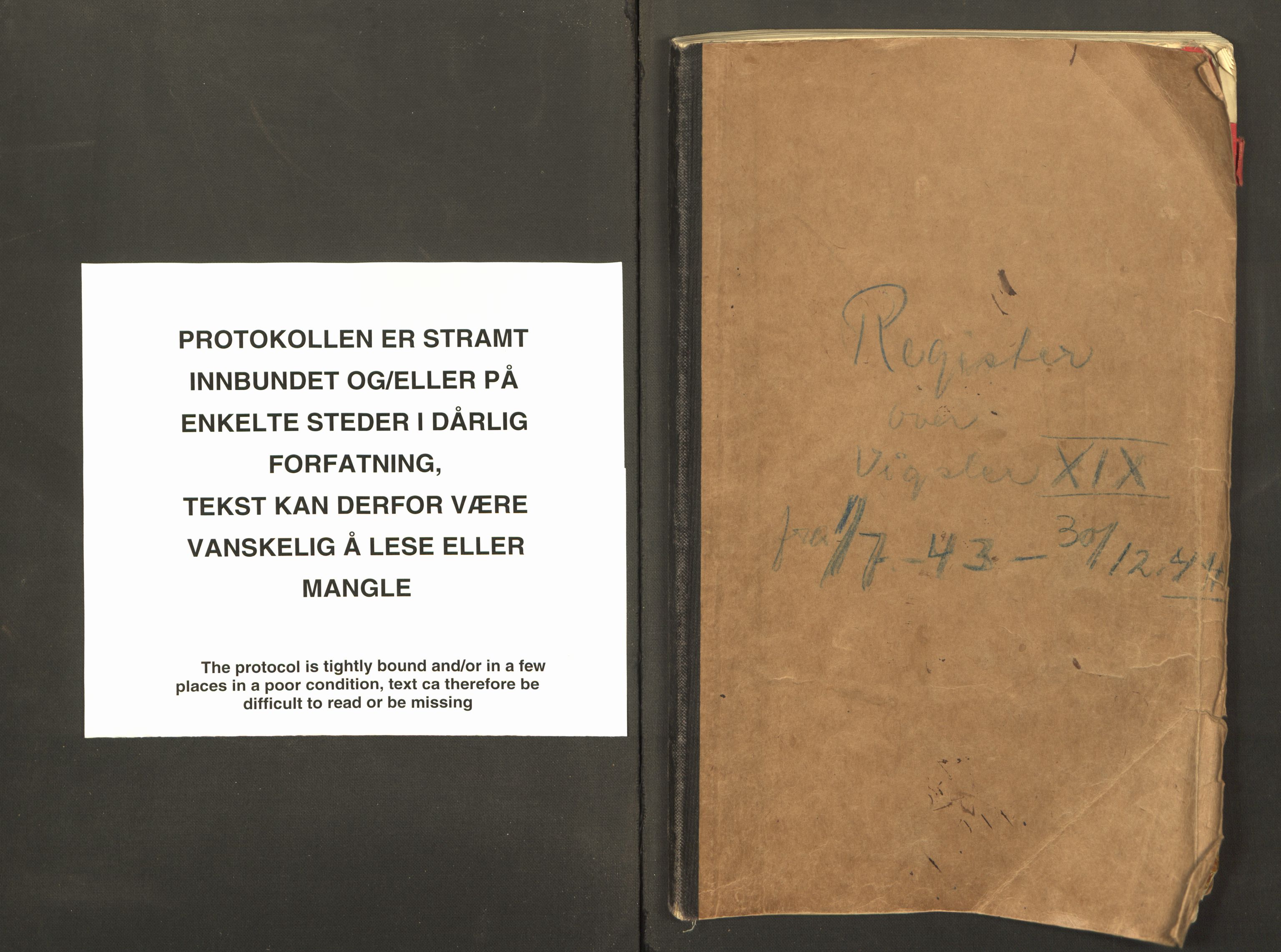Aker sorenskriveri, SAO/A-10895/L/Lc/Lca/L0001/0005: Register til vigselprotokoll / Register, 1943-1944