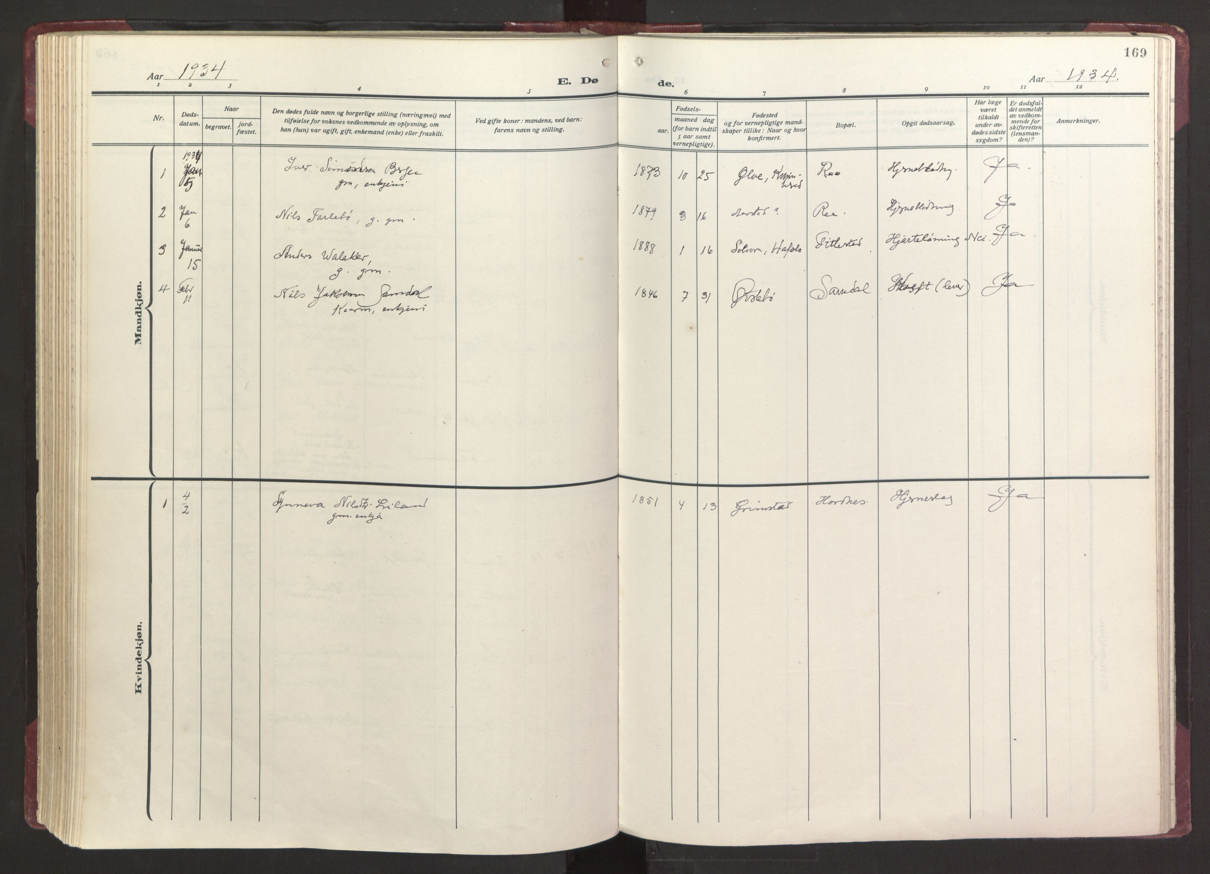 Fana Sokneprestembete, AV/SAB-A-75101/H/Haa/Haab/L0006: Parish register (official) no. B 6, 1923-1967, p. 169