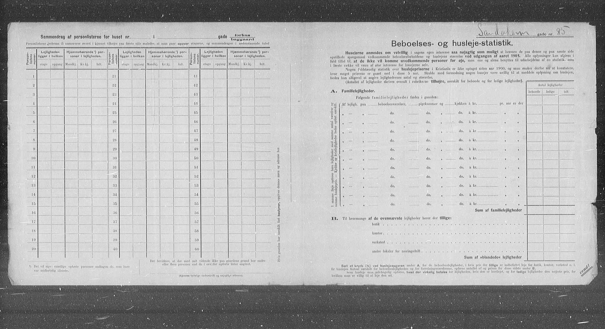 OBA, Municipal Census 1905 for Kristiania, 1905, p. 46015