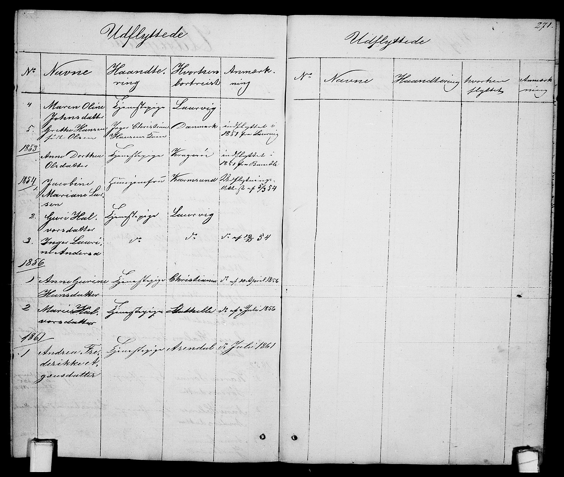 Brevik kirkebøker, SAKO/A-255/G/Ga/L0002: Parish register (copy) no. 2, 1846-1865, p. 271