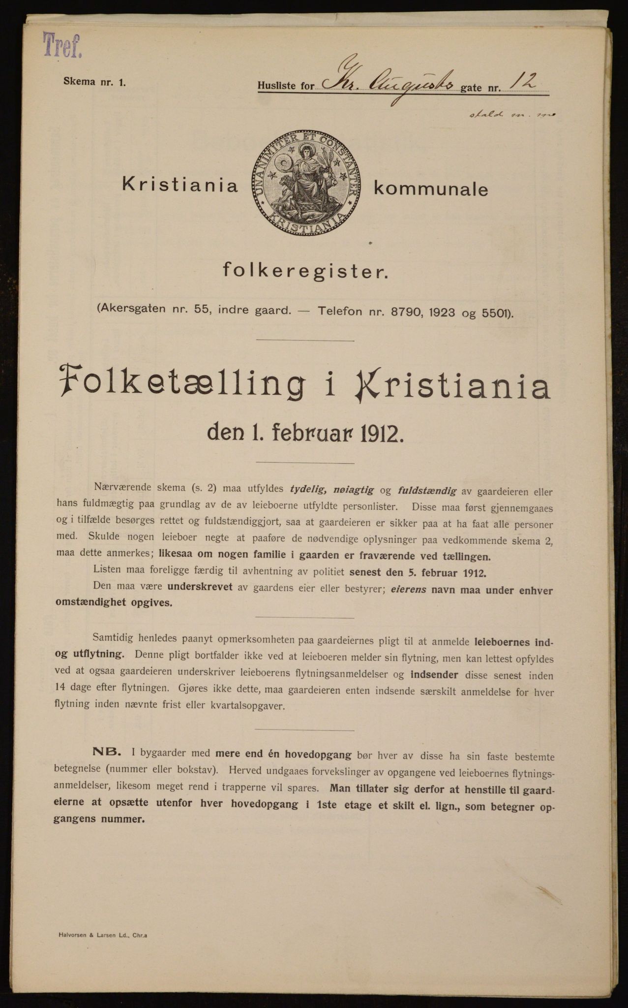 OBA, Municipal Census 1912 for Kristiania, 1912, p. 54292