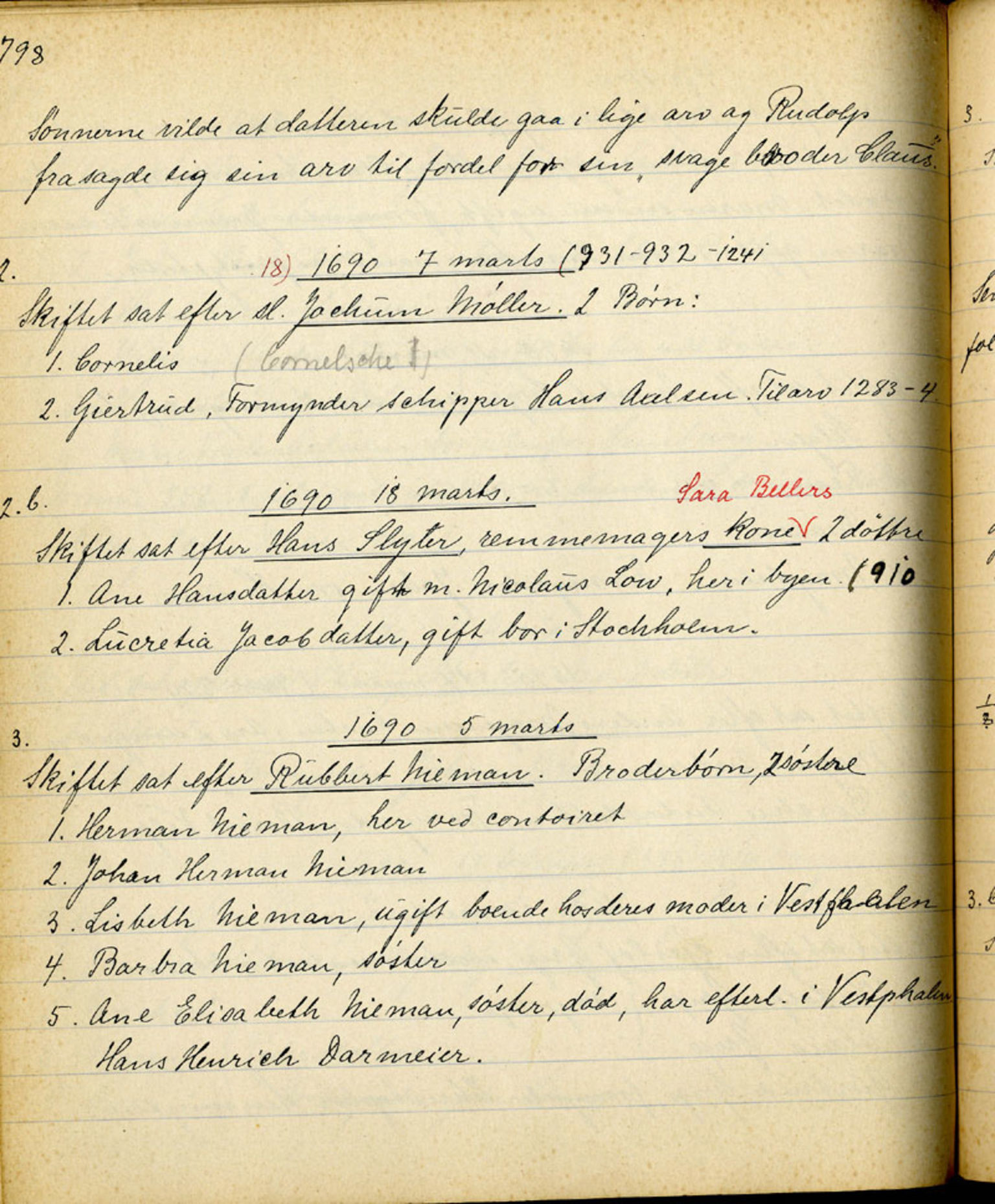 Sollied, Olaf og Thora - samlinger, AV/SAB-SAB/DA-0401/01/L0010/0003: Skifte: Utdrag av skifteprotokoller / 94 Skifteprotokoller: utdrag, 1675-1785, p. 798