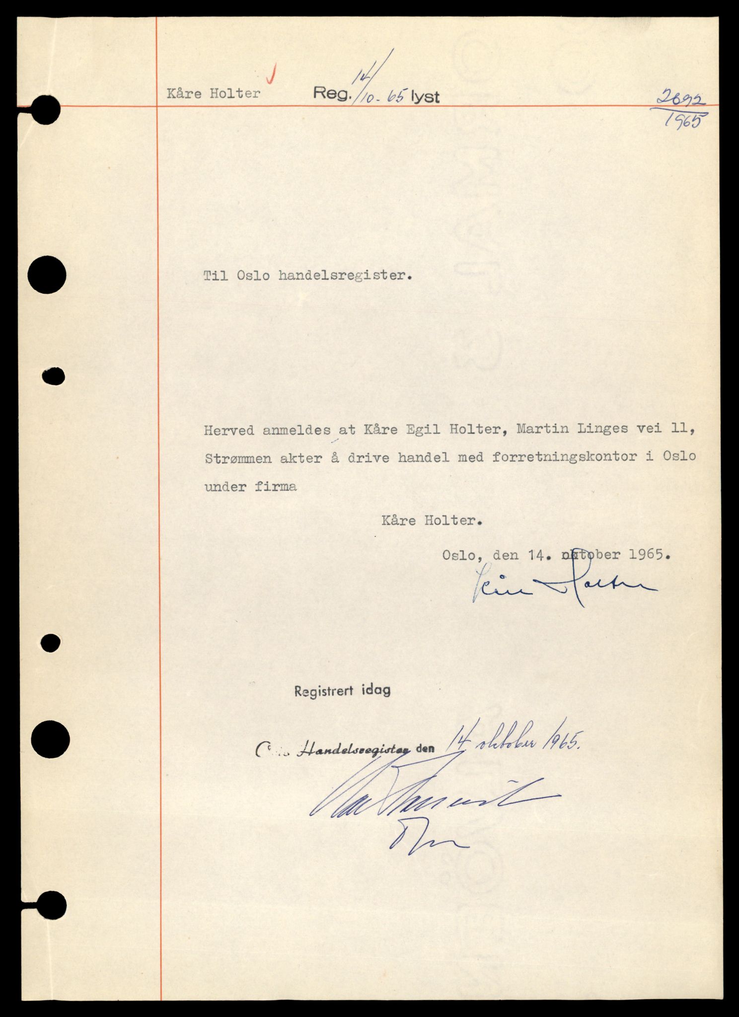 Oslo byfogd, Handelsregisteret, AV/SAT-A-10867/G/Gb/Gbb/L0008: Registreringsmeldinger, K-N, 1974, p. 1